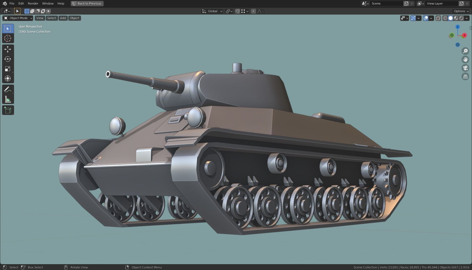 T 50 Tank Base Mesh Low-poly 3D model_6