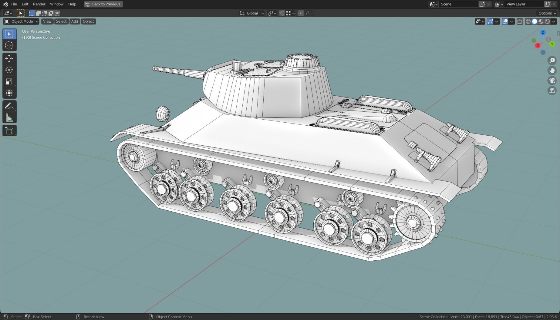 T 50 Tank Base Mesh Low-poly 3D model_17