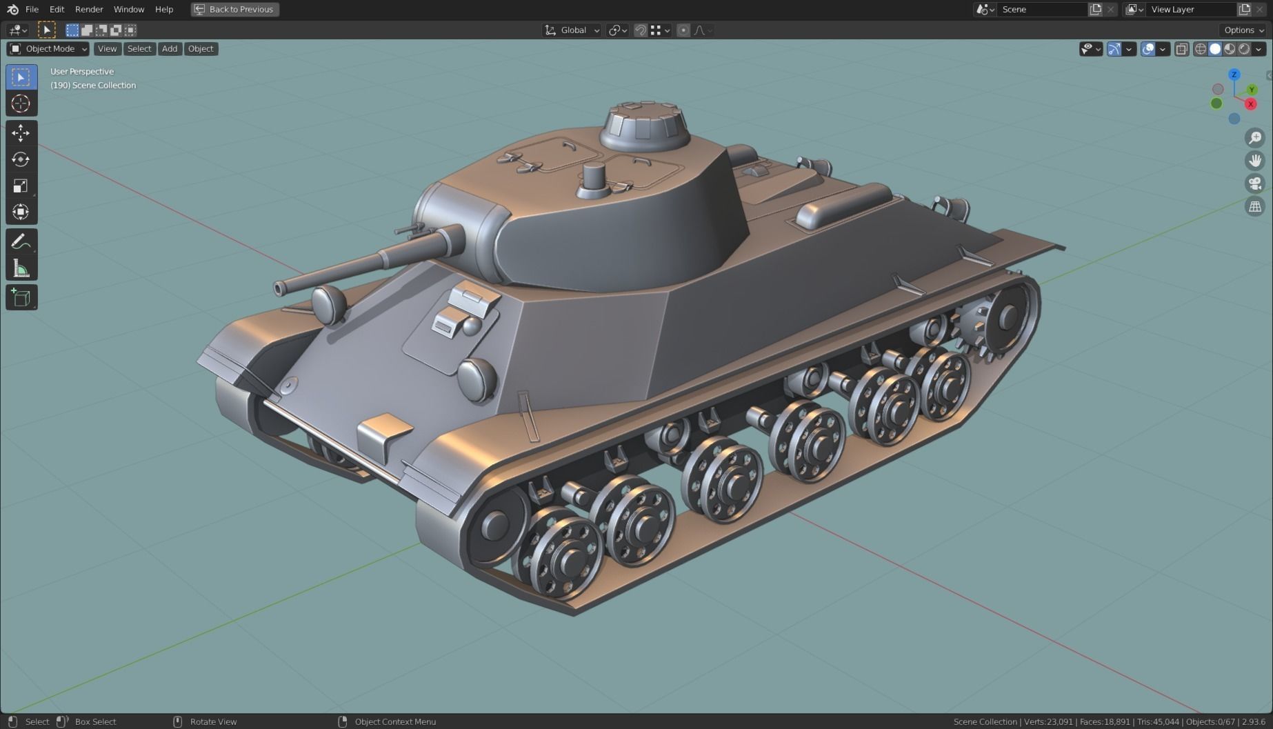 T 50 Tank Base Mesh Low-poly 3D model_1