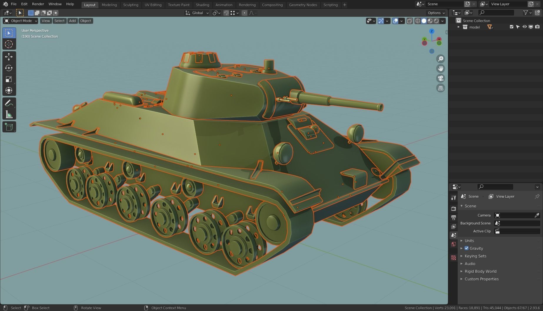T 50 Tank Base Mesh Low-poly 3D model_8