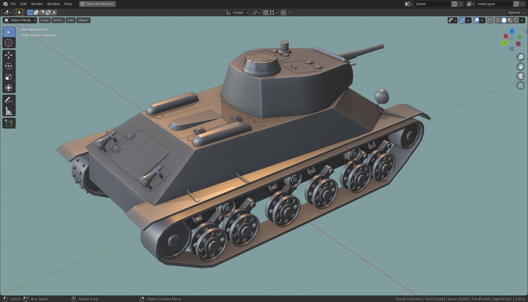 T 50 Tank Base Mesh Low-poly 3D model_3