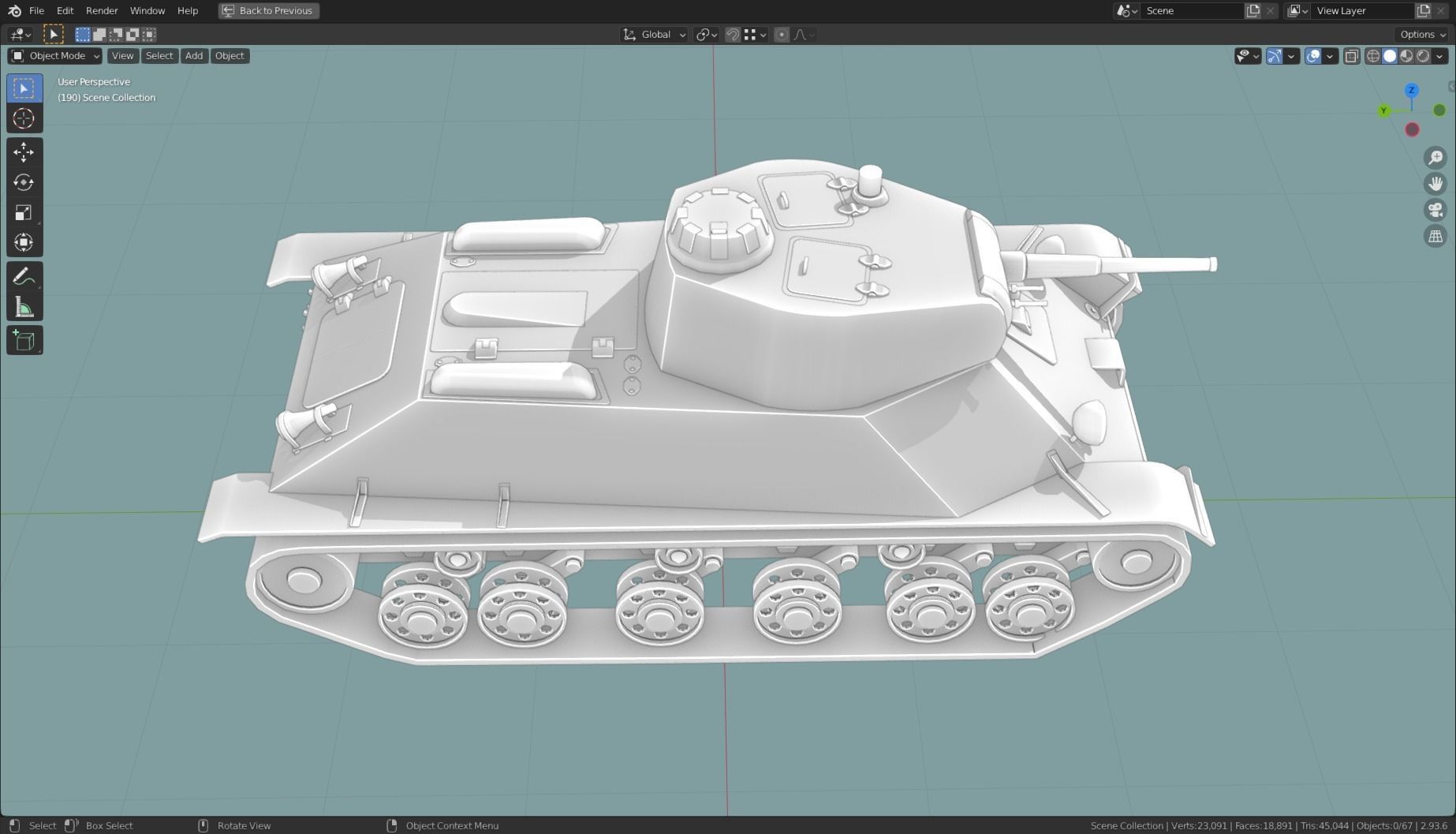 T 50 Tank Base Mesh Low-poly 3D model_9