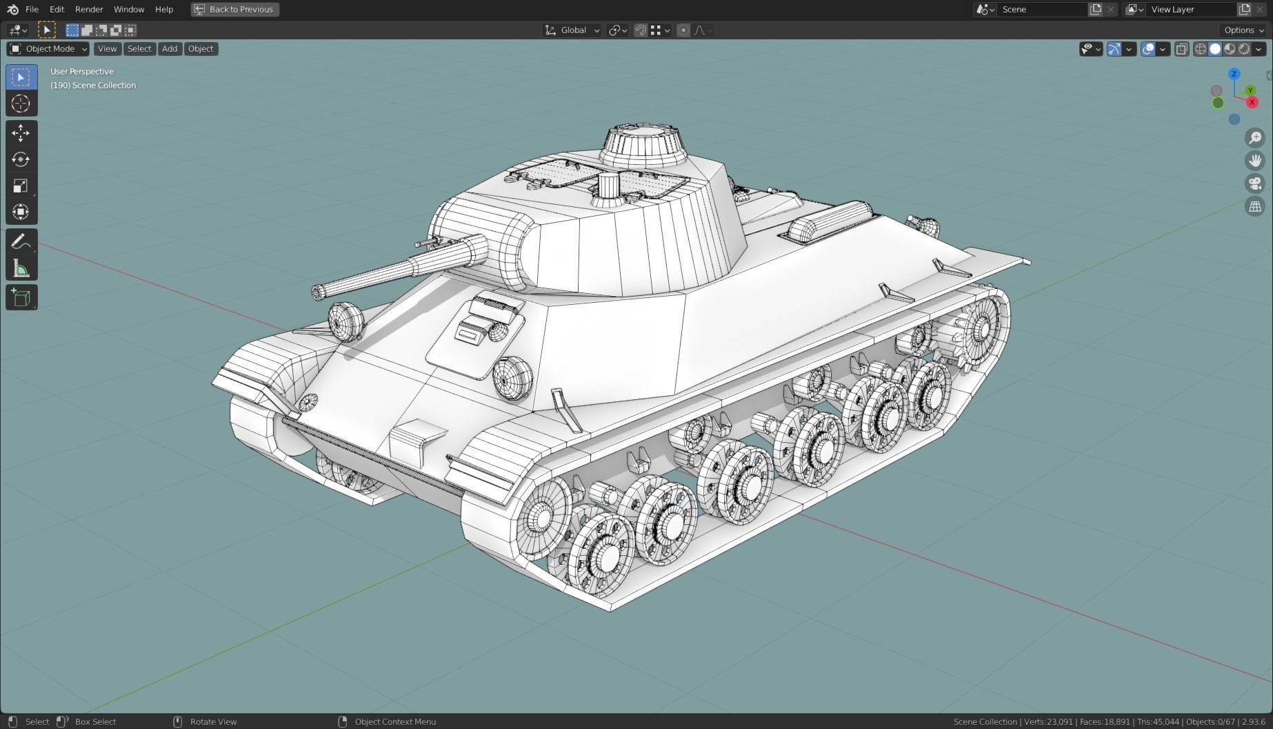 T 50 Tank Base Mesh Low-poly 3D model_18