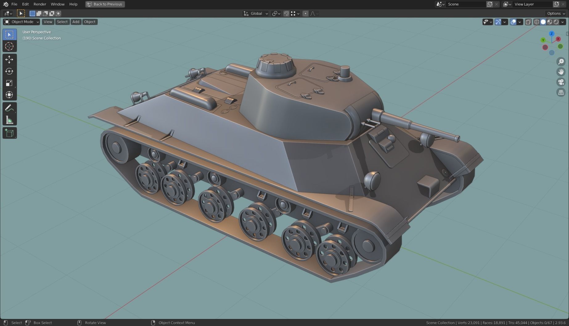 T 50 Tank Base Mesh Low-poly 3D model_2