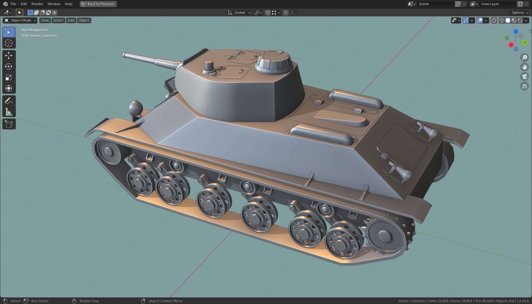 T 50 Tank Base Mesh Low-poly 3D model_4