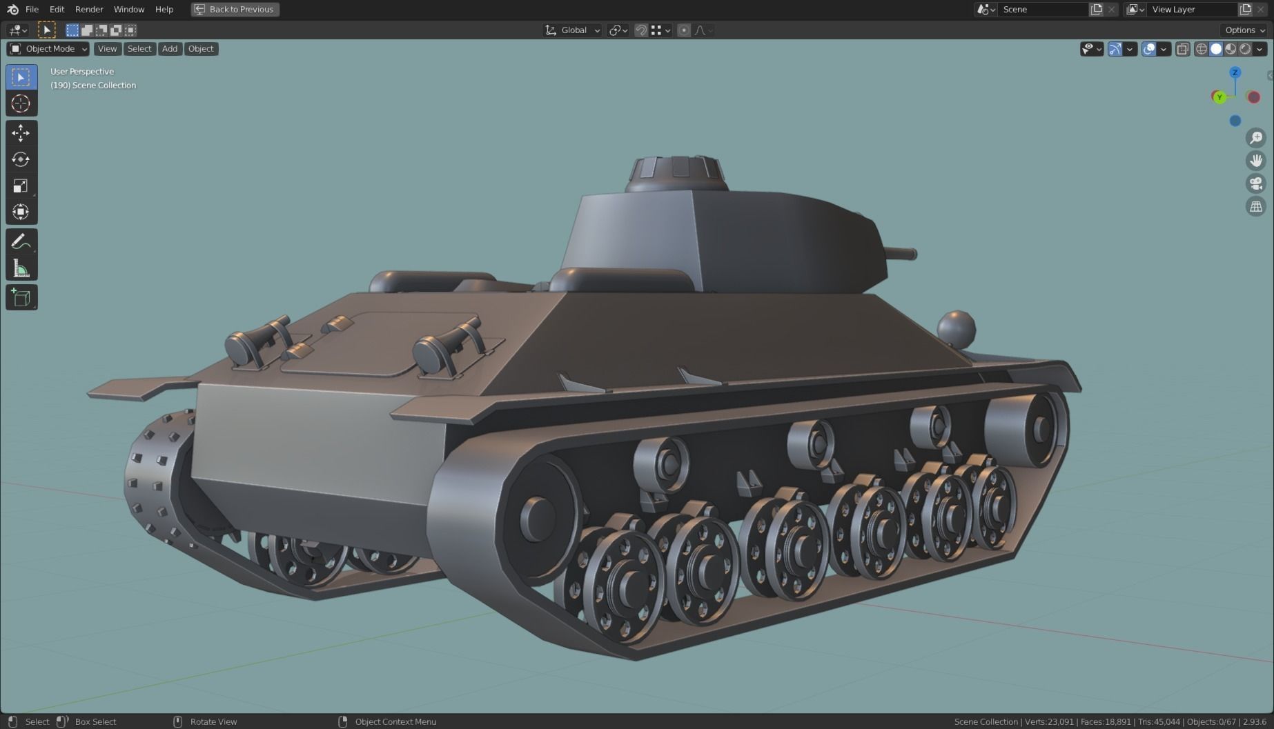 T 50 Tank Base Mesh Low-poly 3D model_7