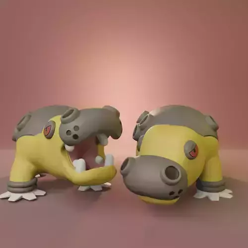 Pokemon - Hippowdon with 2 different poses 3D print model