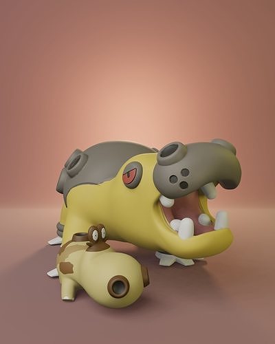 Pokemon -  Hippopotas and Hippowdon with 2 different poses each 3D print model