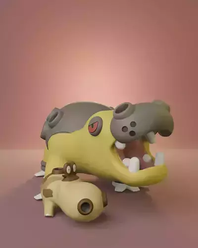 Pokemon -  Hippopotas and Hippowdon with 2 different poses each 3D print model