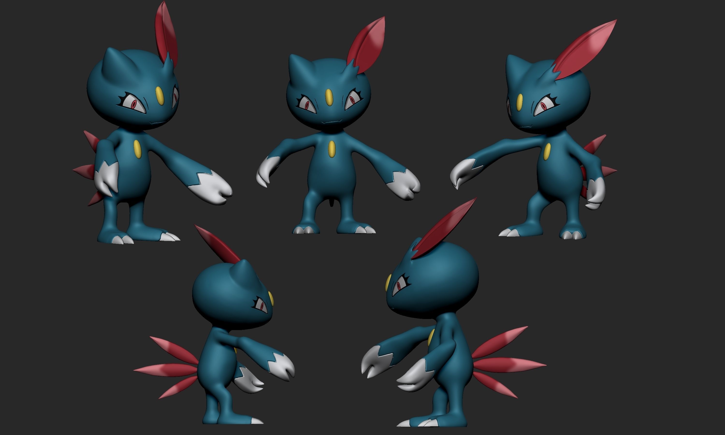 Pokemon - Sneasel and Weavile with 2 different poses each 3D print model_4