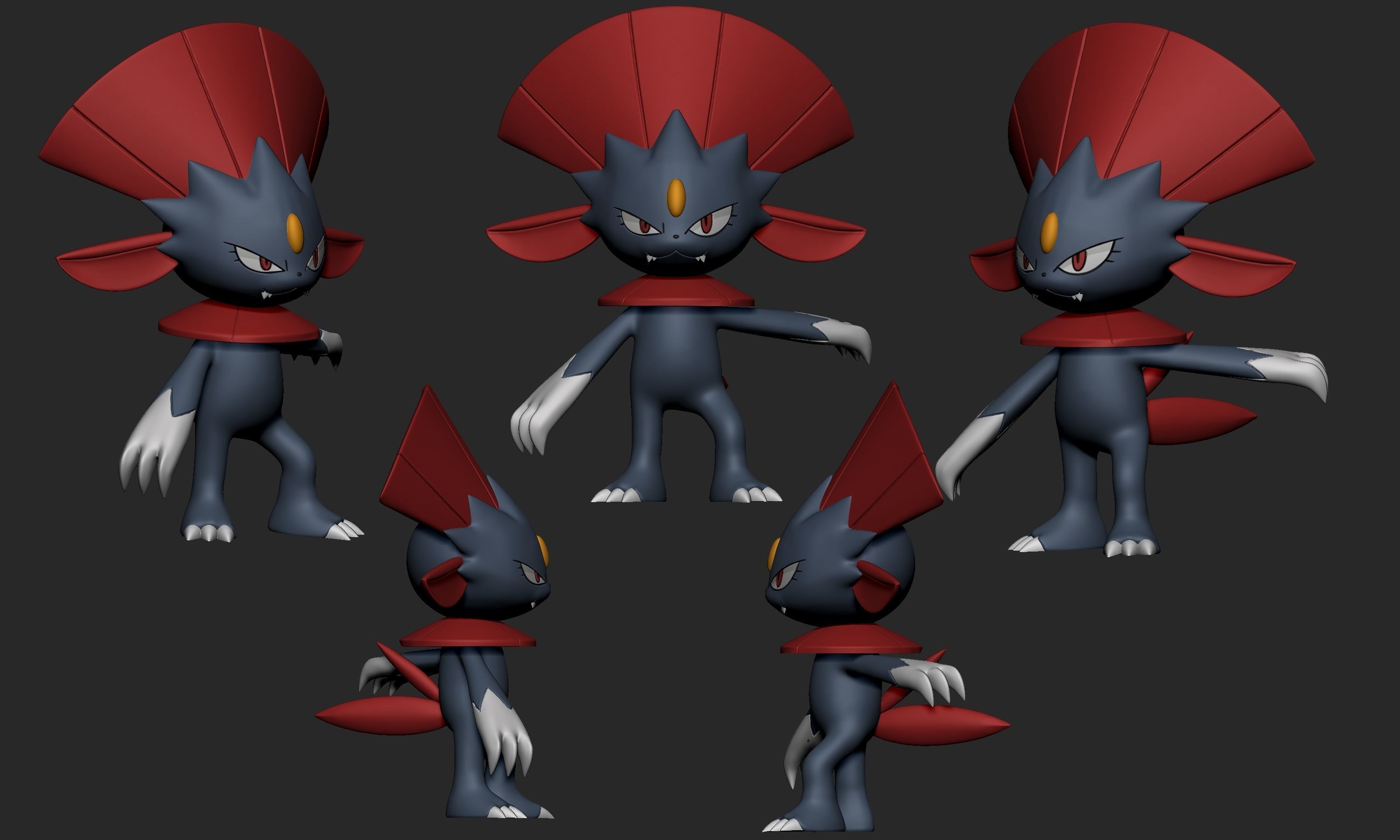 Pokemon - Sneasel and Weavile with 2 different poses each 3D print model_5