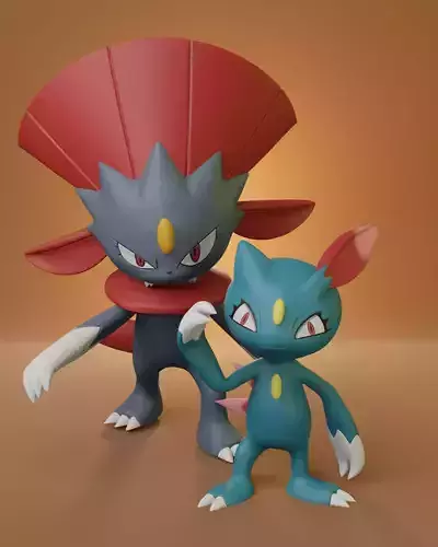 Pokemon - Sneasel and Weavile with 2 different poses each