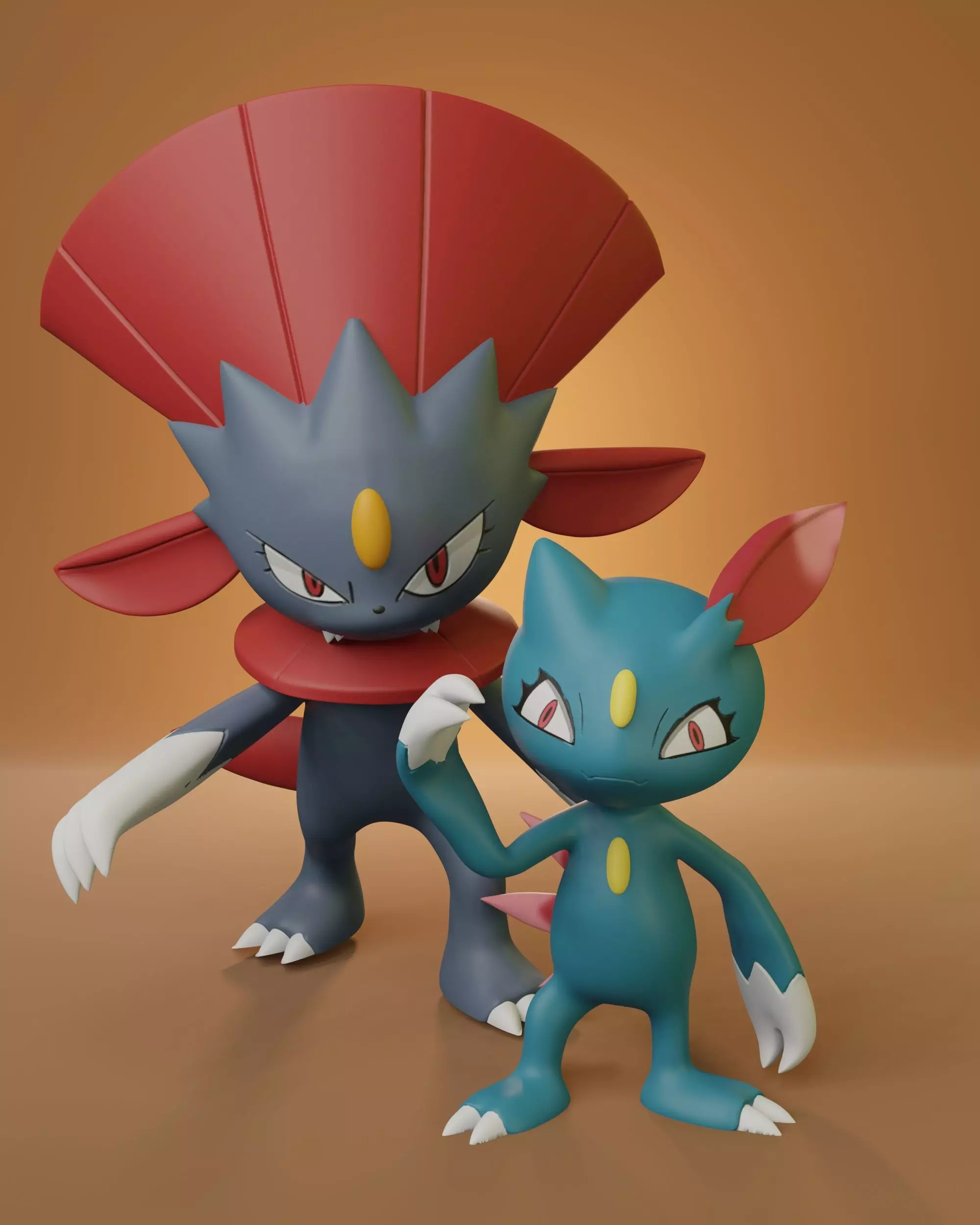 Pokemon - Sneasel and Weavile with 2 different poses each 3D print model_0