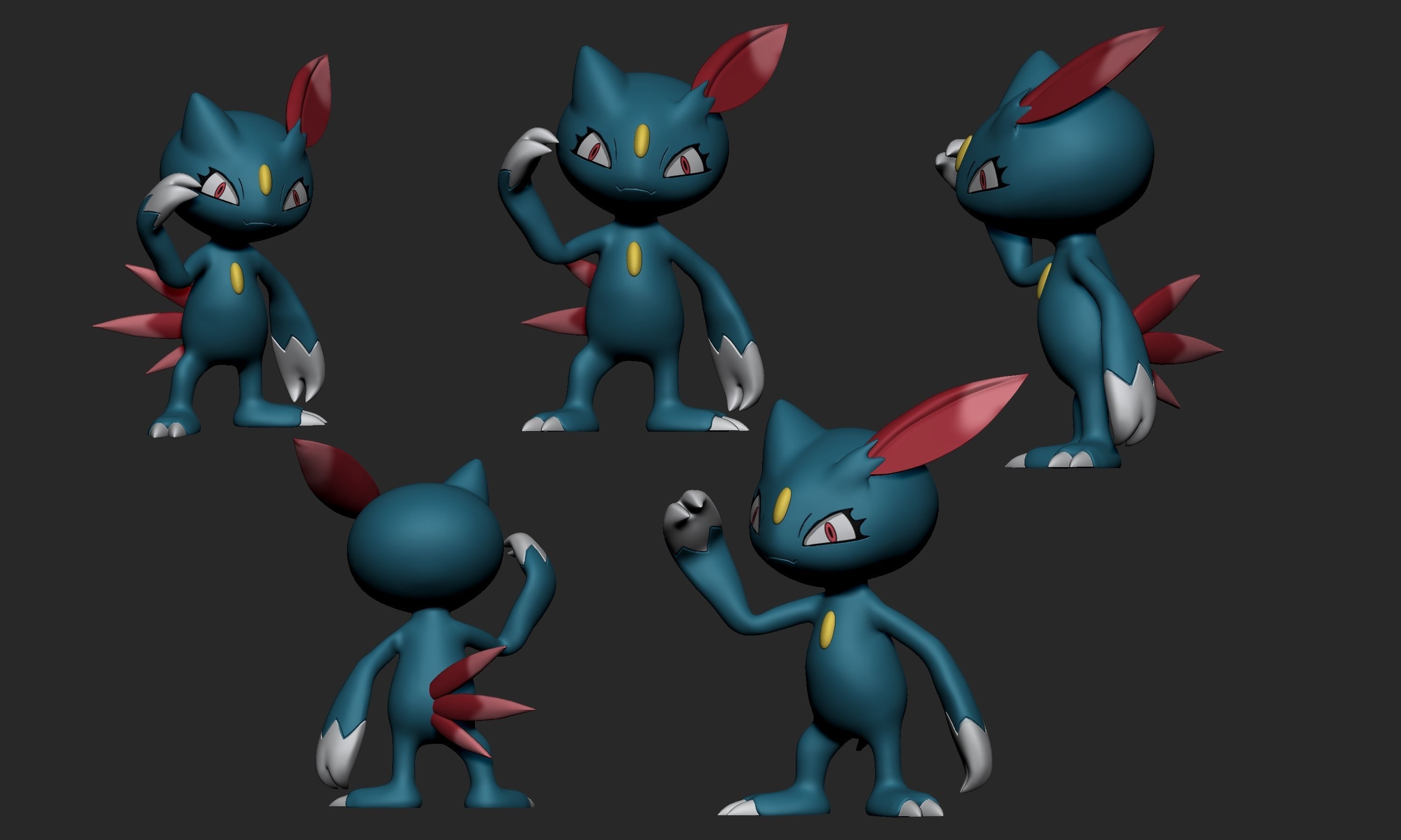 Pokemon - Sneasel and Weavile with 2 different poses each 3D print model_2
