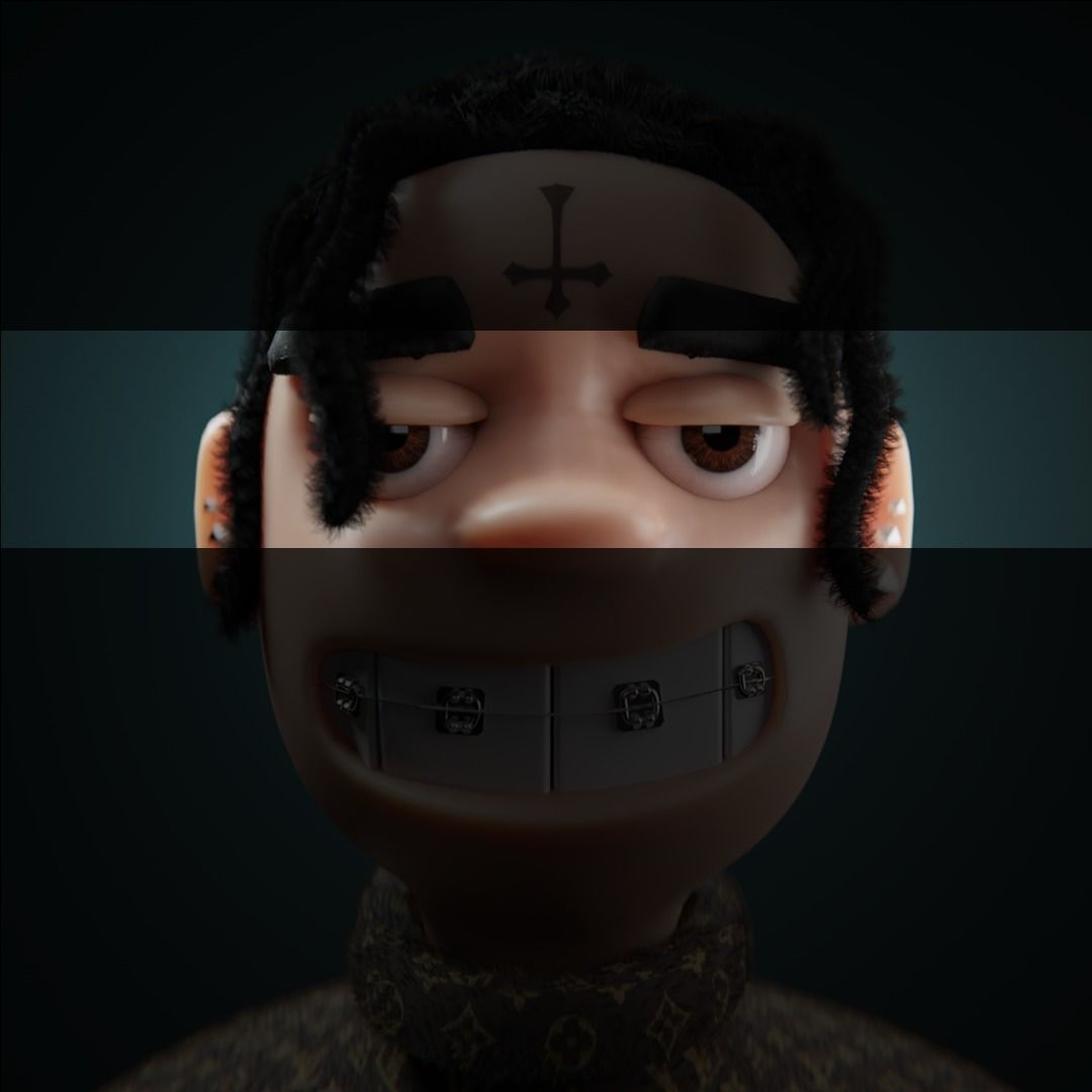 Stylized NFT Character Eyes Low-poly 3D model_6