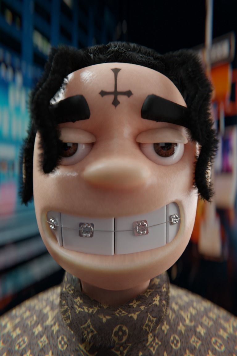 Stylized NFT Character Eyes Low-poly 3D model_7