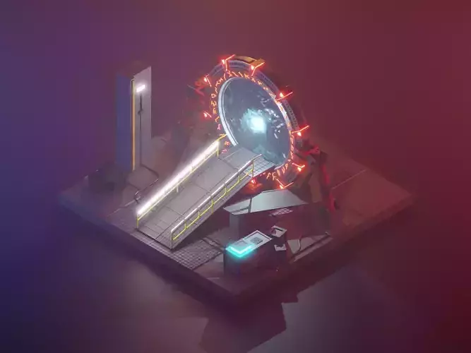 stargate low poly model render in blender 