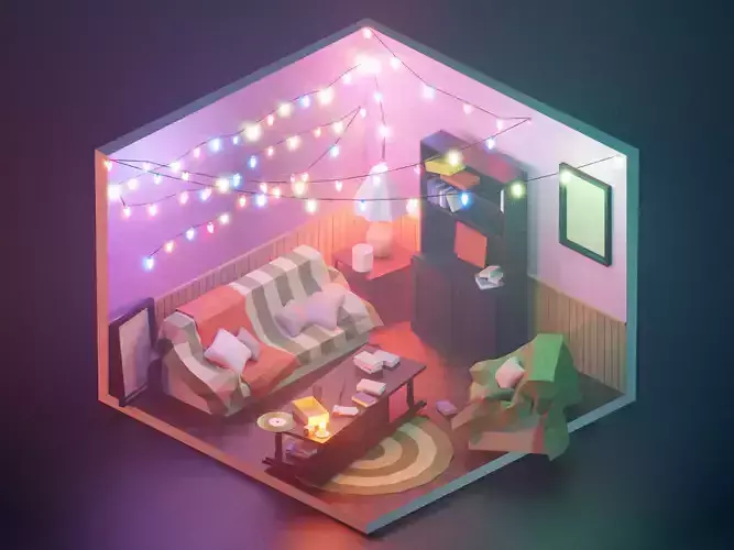 stranger-things low poly model render in blender Low-poly 3D model