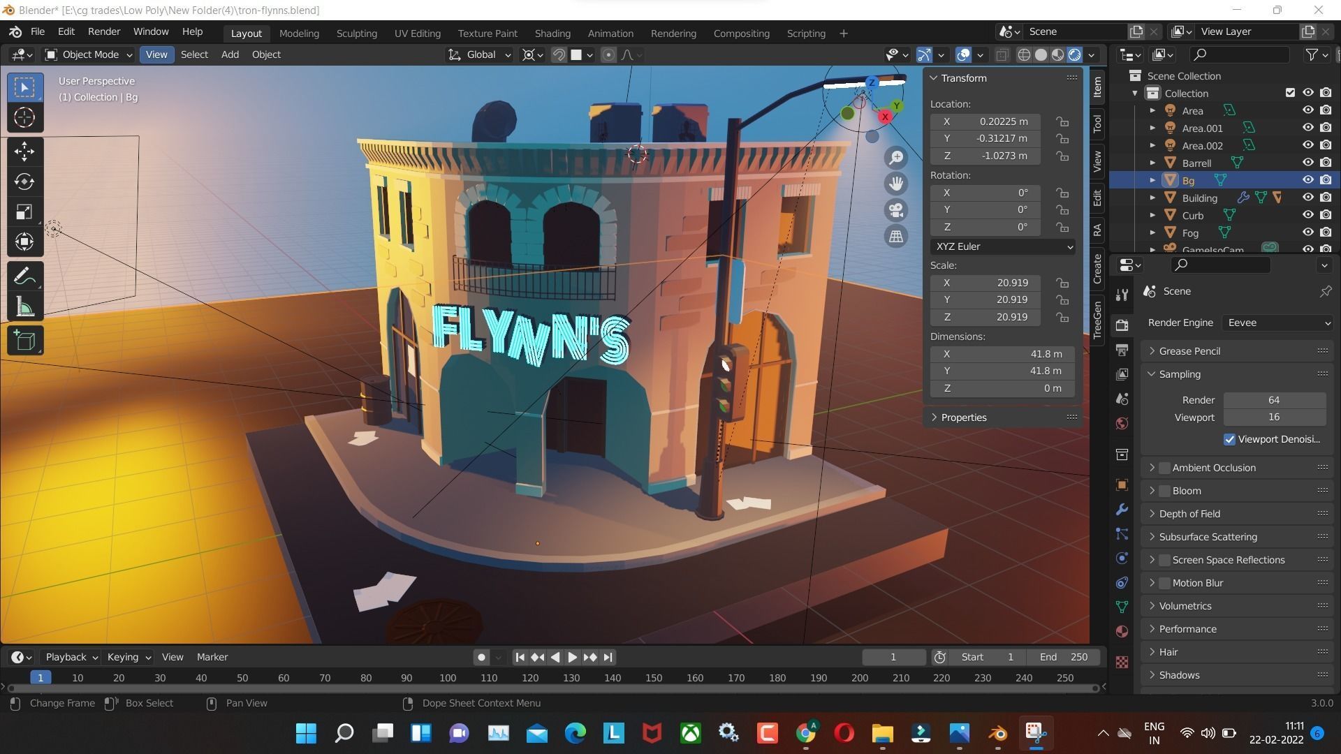 tron-flynns low poly model render in blender Low-poly 3D model_8
