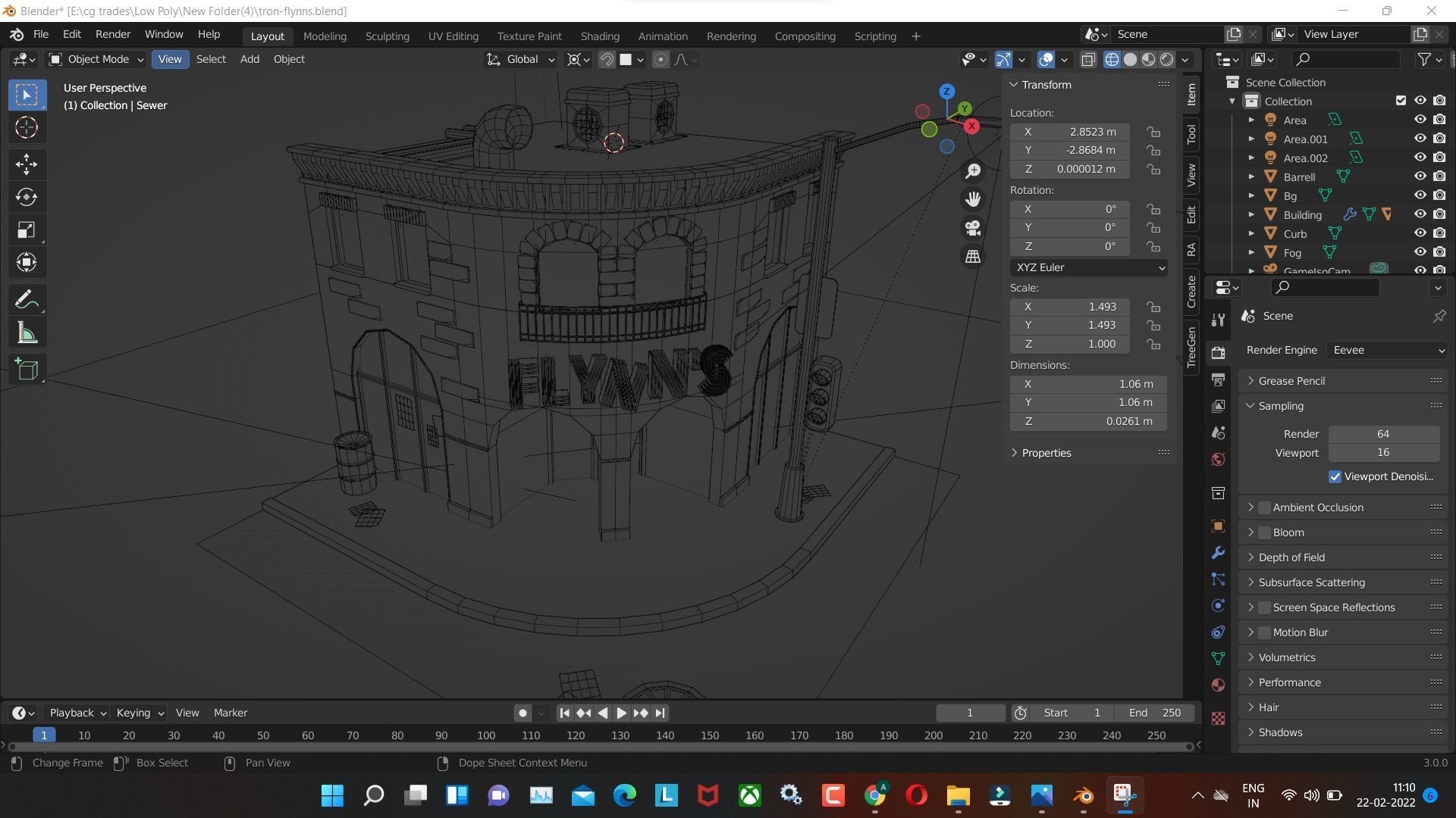 tron-flynns low poly model render in blender Low-poly 3D model_5