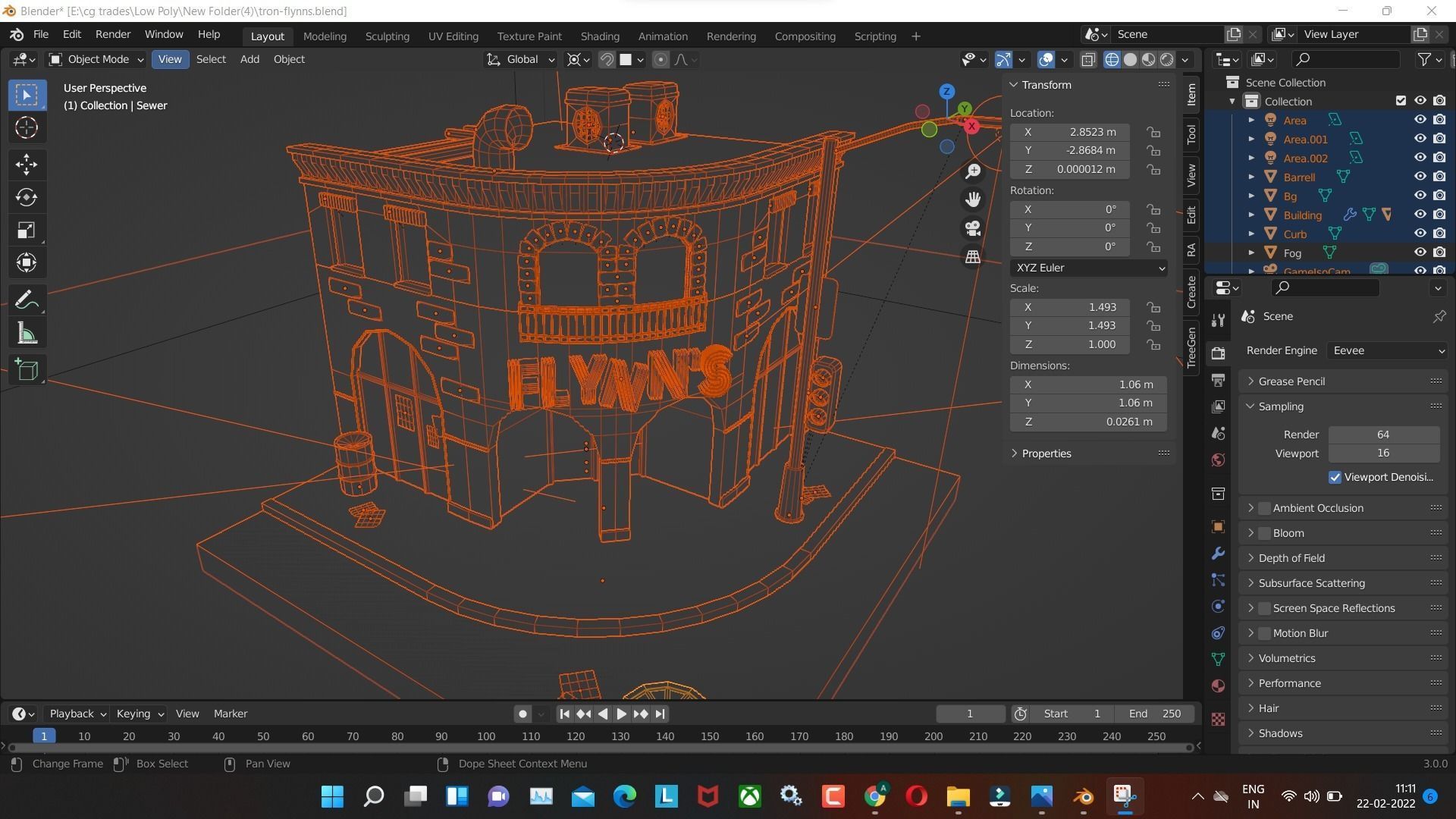 tron-flynns low poly model render in blender Low-poly 3D model_6