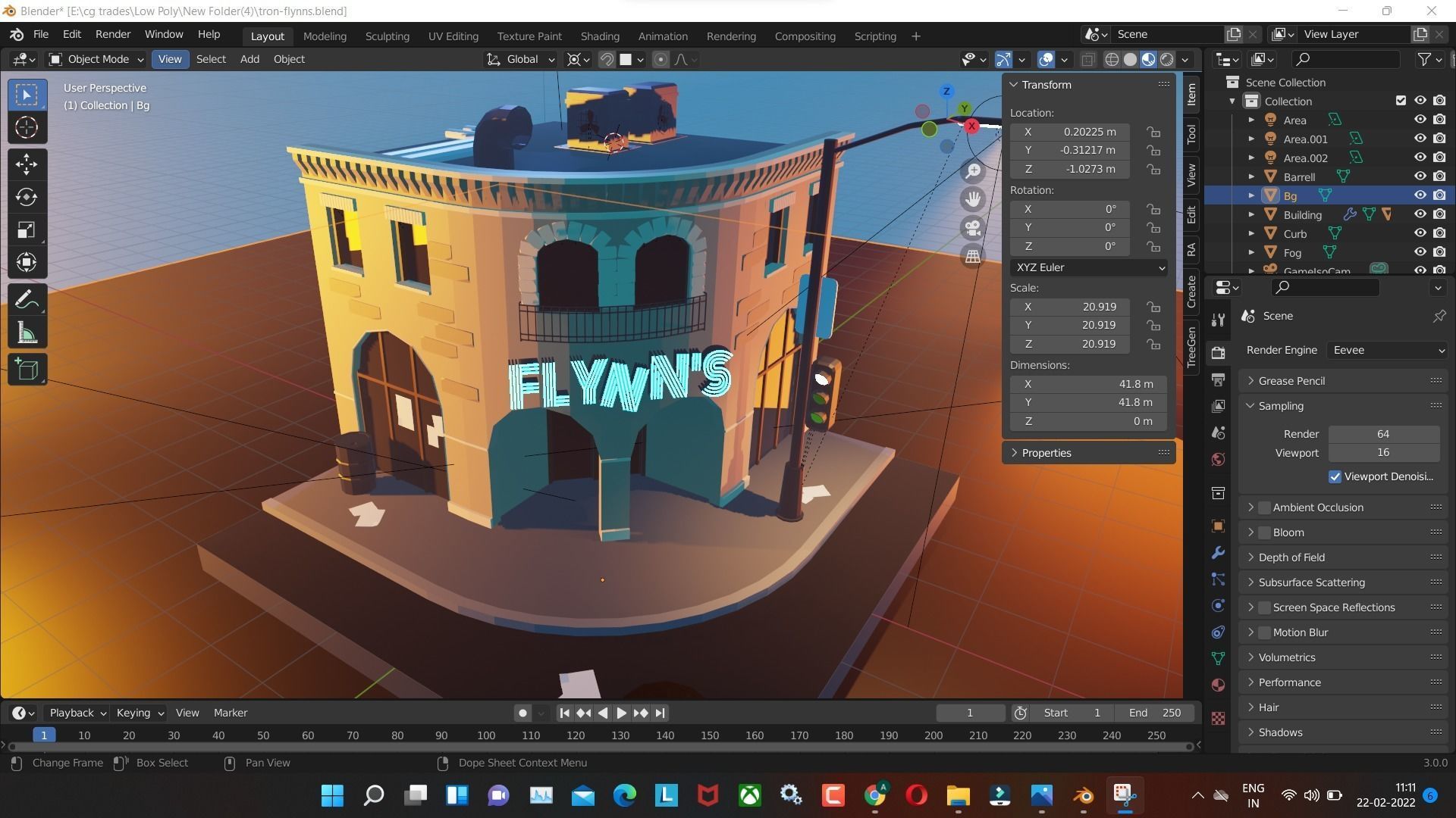 tron-flynns low poly model render in blender Low-poly 3D model_7