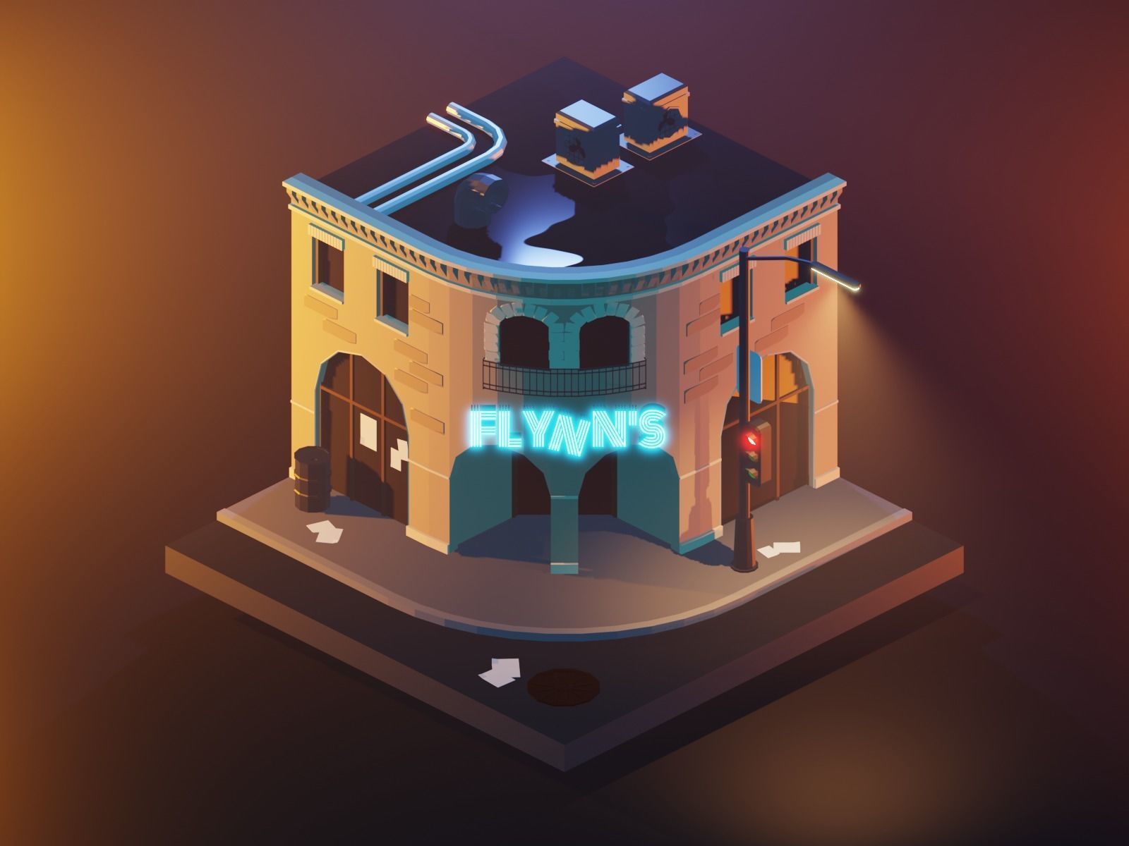 tron-flynns low poly model render in blender Low-poly 3D model_1