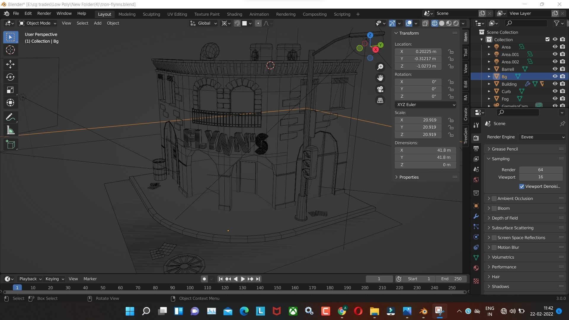 tron-flynns low poly model render in blender Low-poly 3D model_9