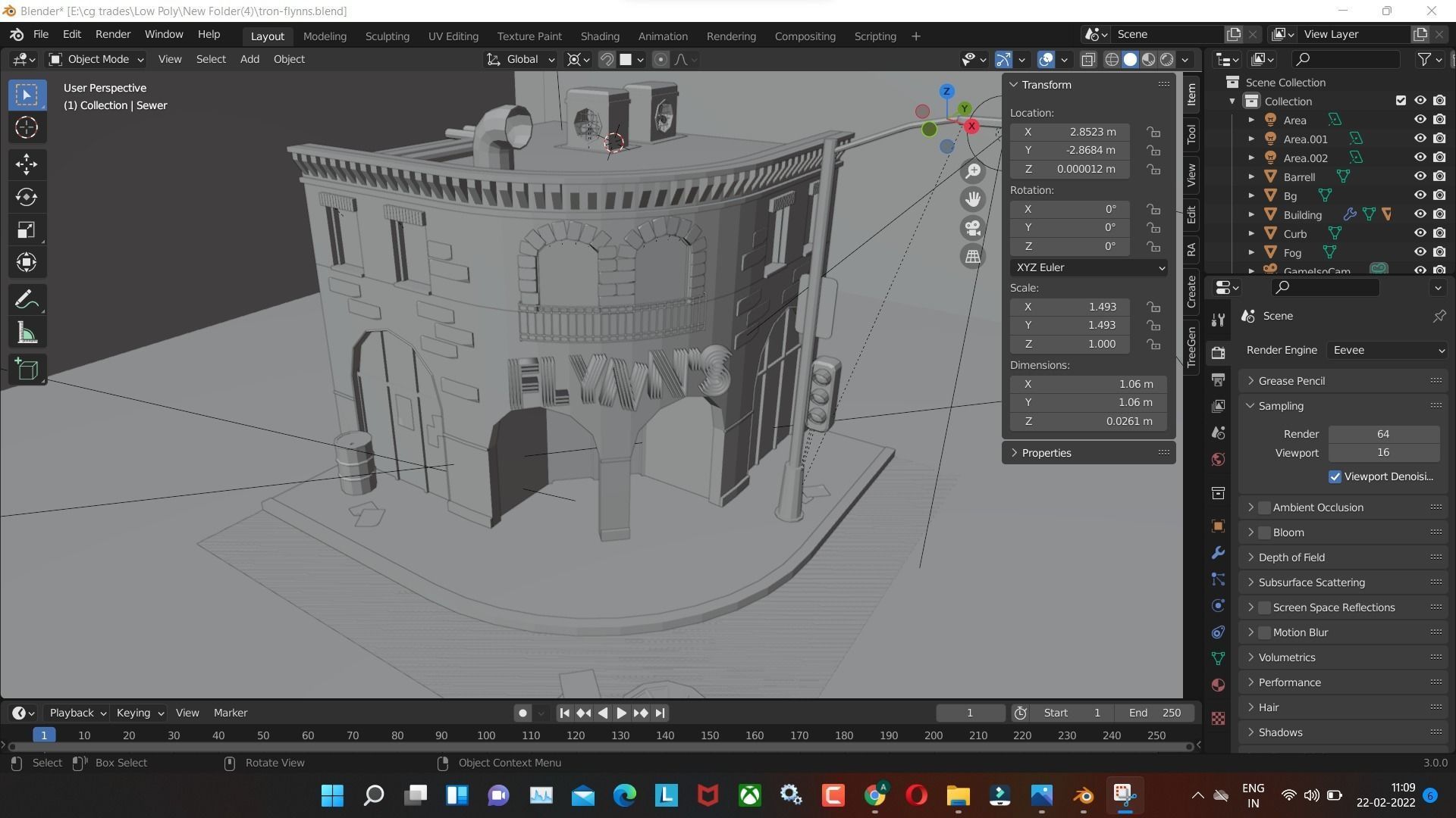 tron-flynns low poly model render in blender Low-poly 3D model_3