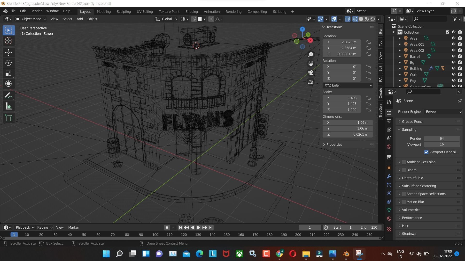tron-flynns low poly model render in blender Low-poly 3D model_4