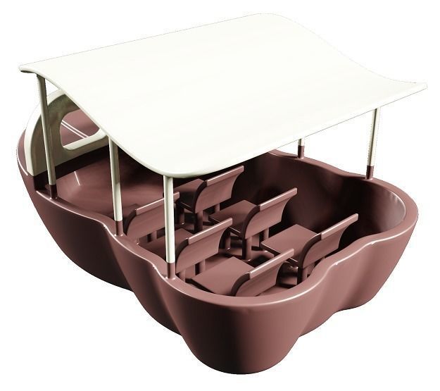 Astonishing Cartoon Tourist Boat Low-poly 3D model_2