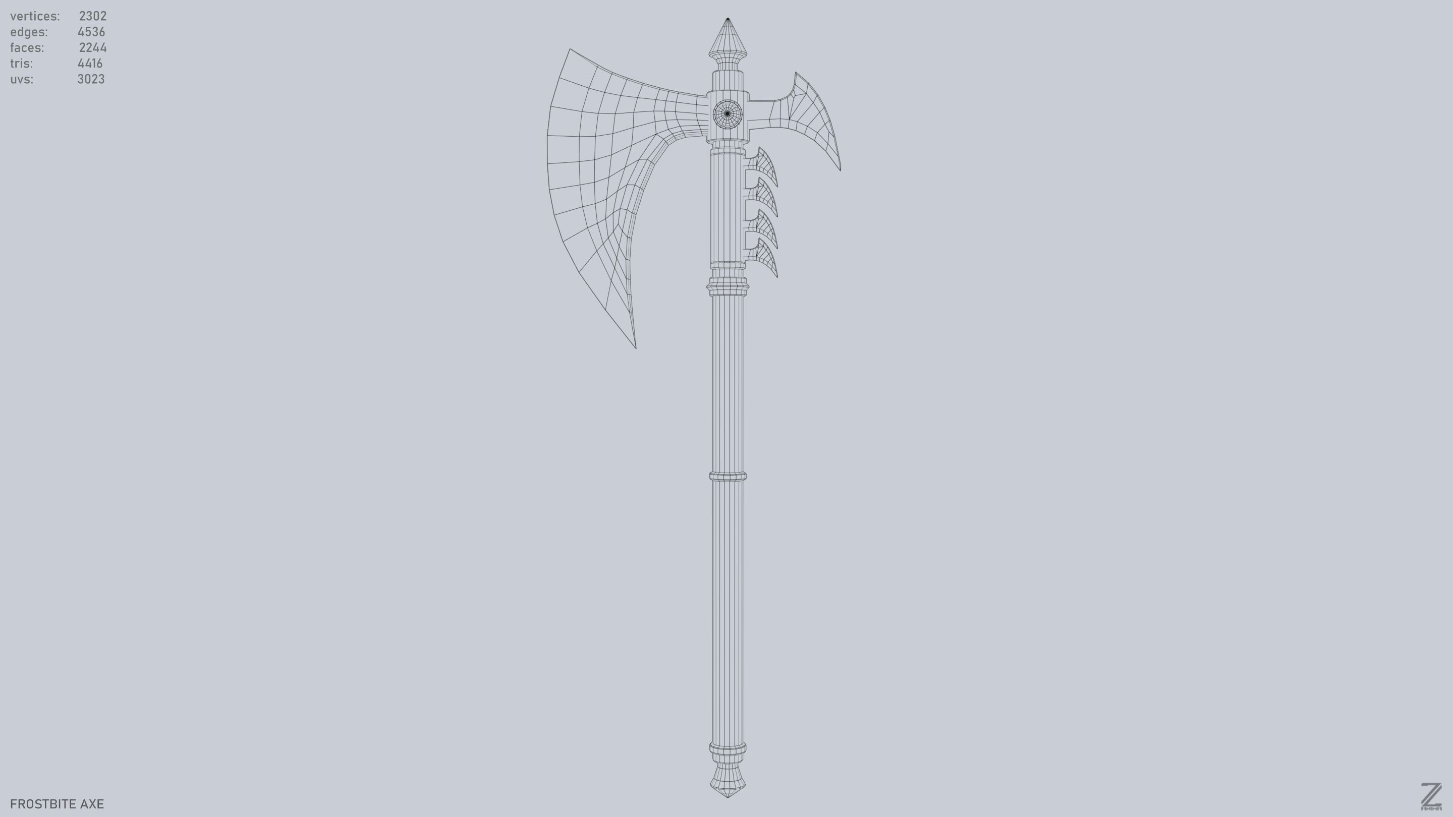 Frostbite axe Low-poly 3D model_4