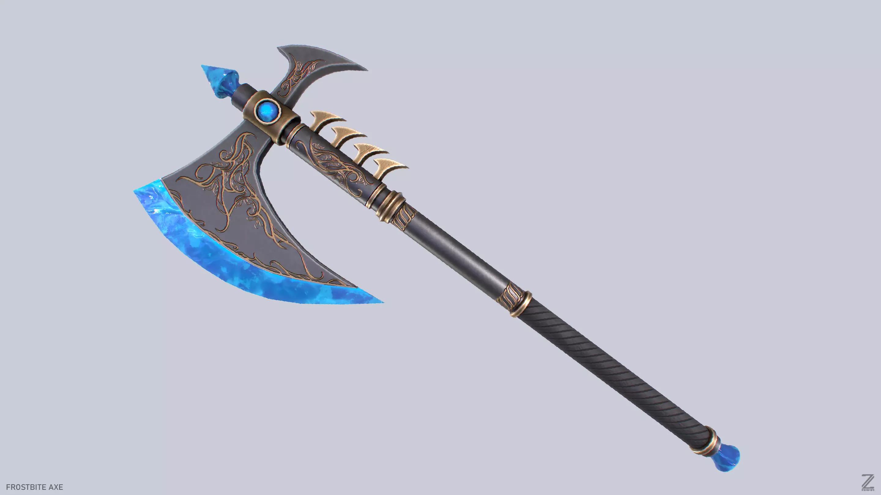 Frostbite axe Low-poly 3D model_0