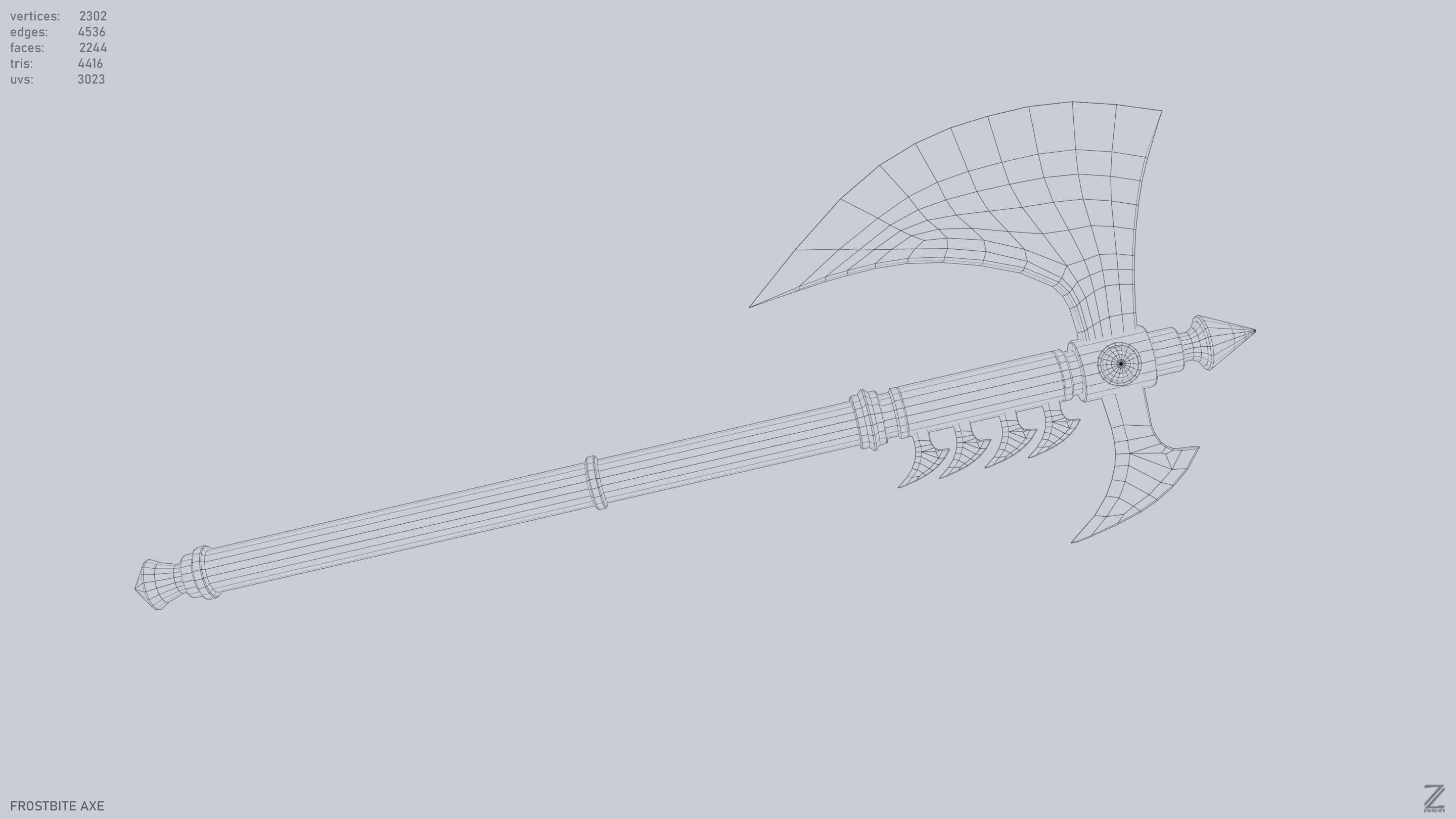 Frostbite axe Low-poly 3D model_12