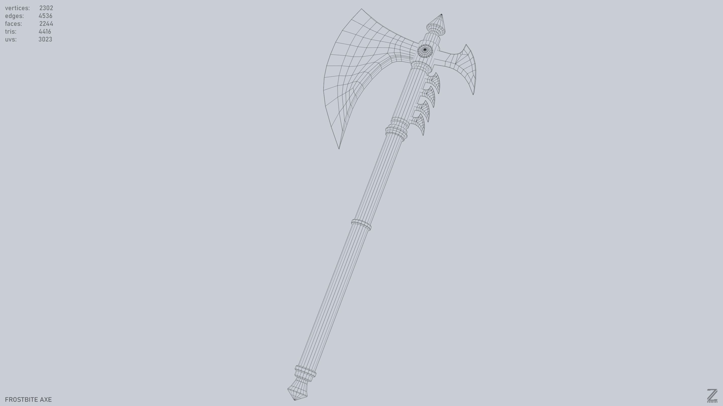Frostbite axe Low-poly 3D model_13