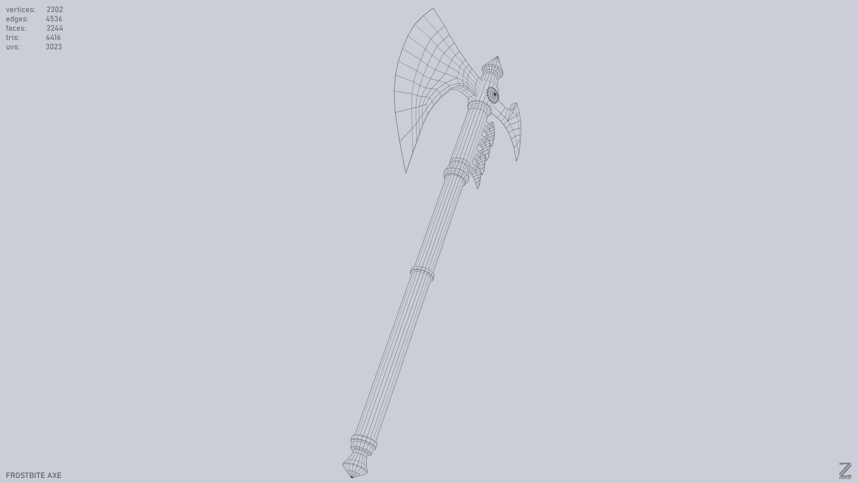 Frostbite axe Low-poly 3D model_15