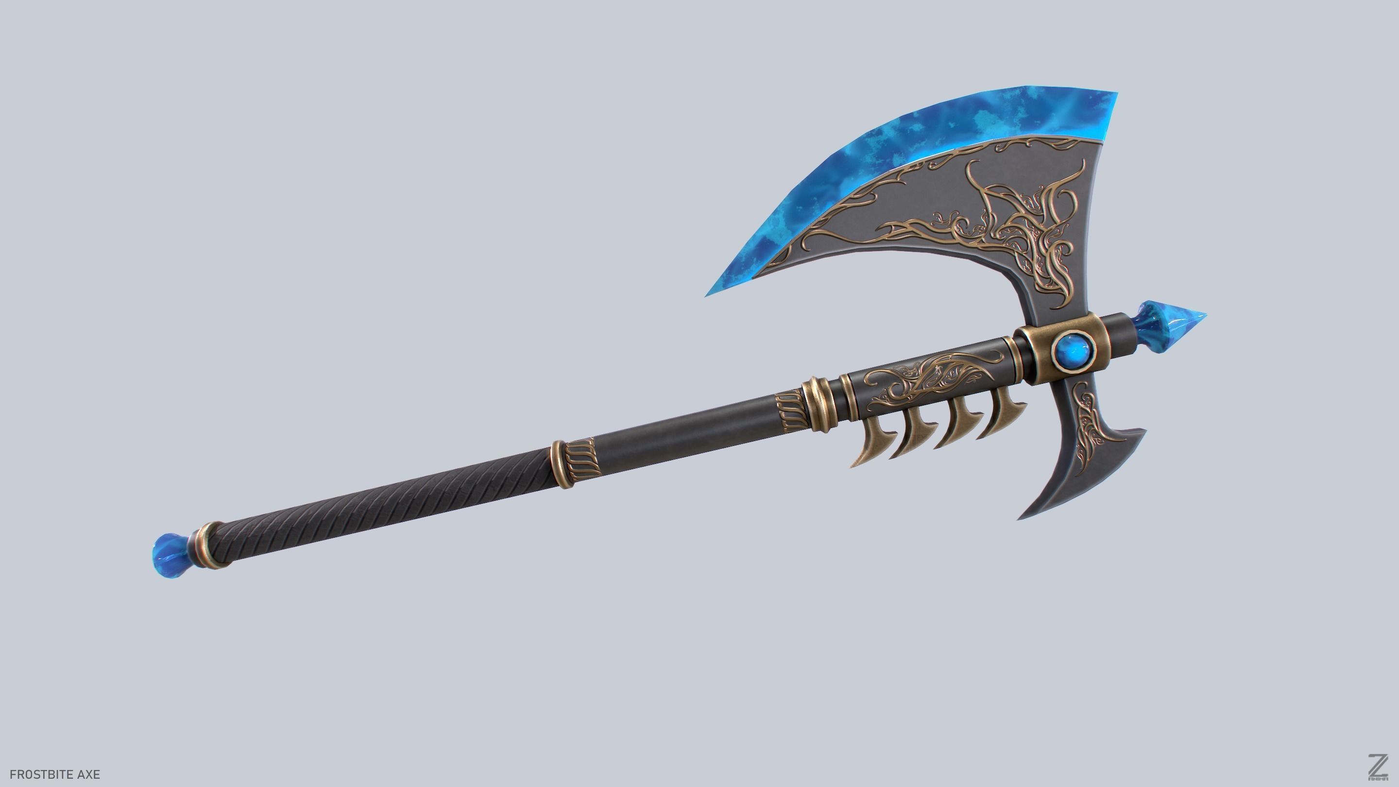 Frostbite axe Low-poly 3D model_5