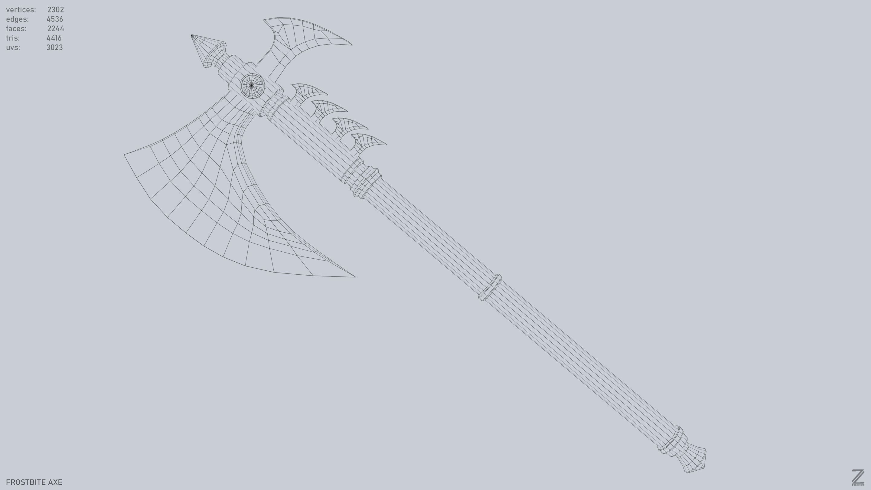 Frostbite axe Low-poly 3D model_10