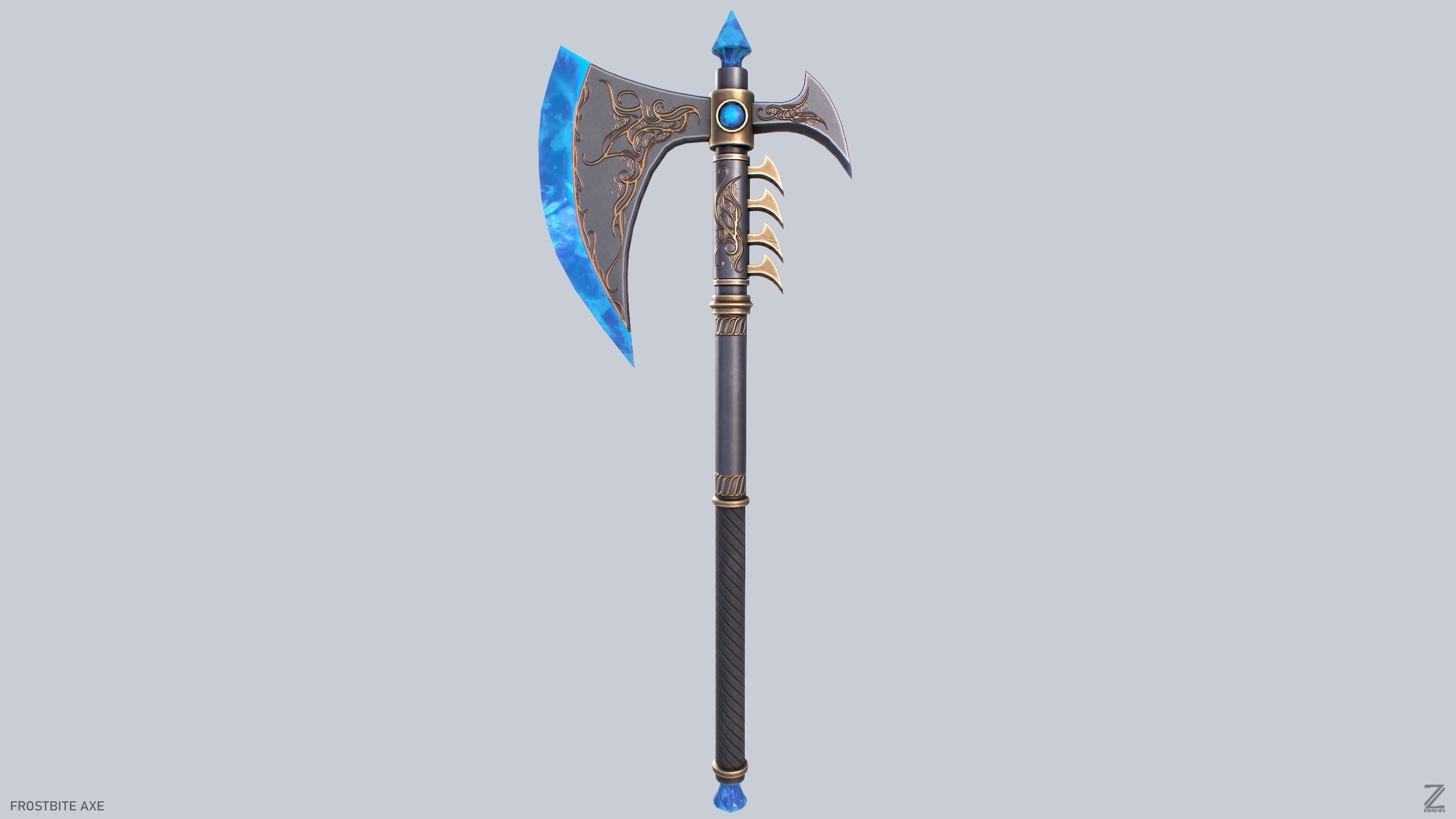 Frostbite axe Low-poly 3D model_2