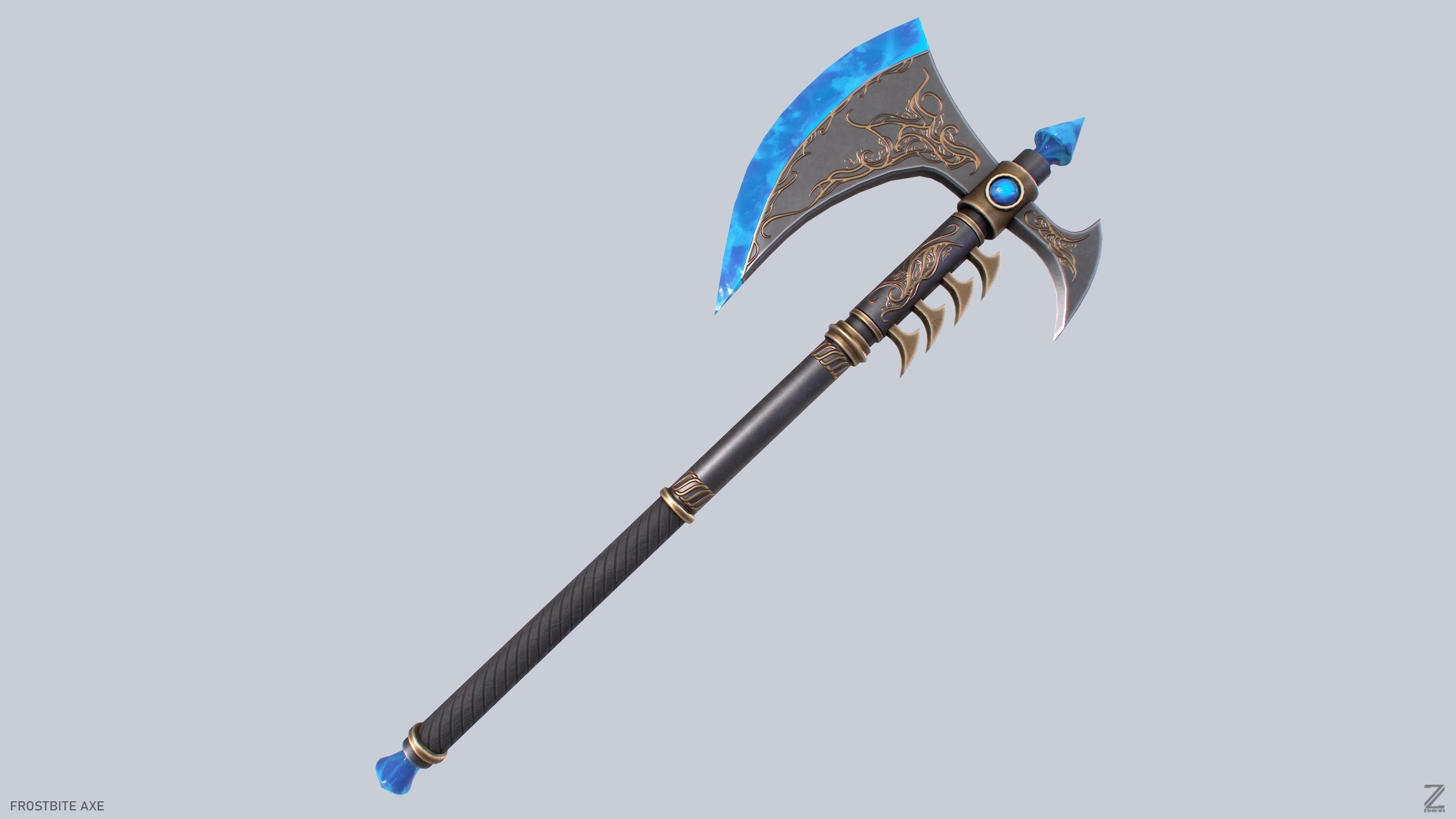 Frostbite axe Low-poly 3D model_8