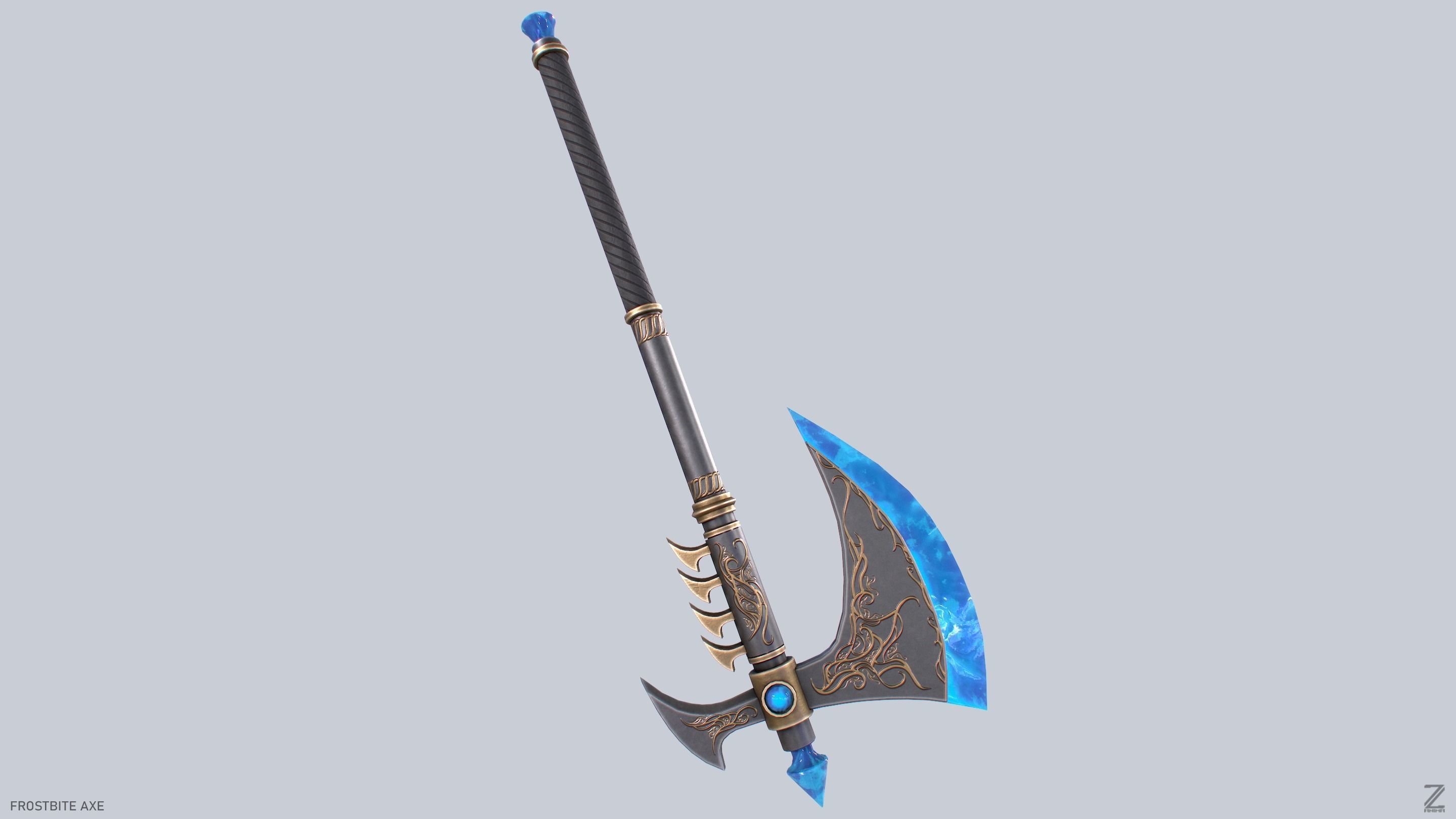 Frostbite axe Low-poly 3D model_7