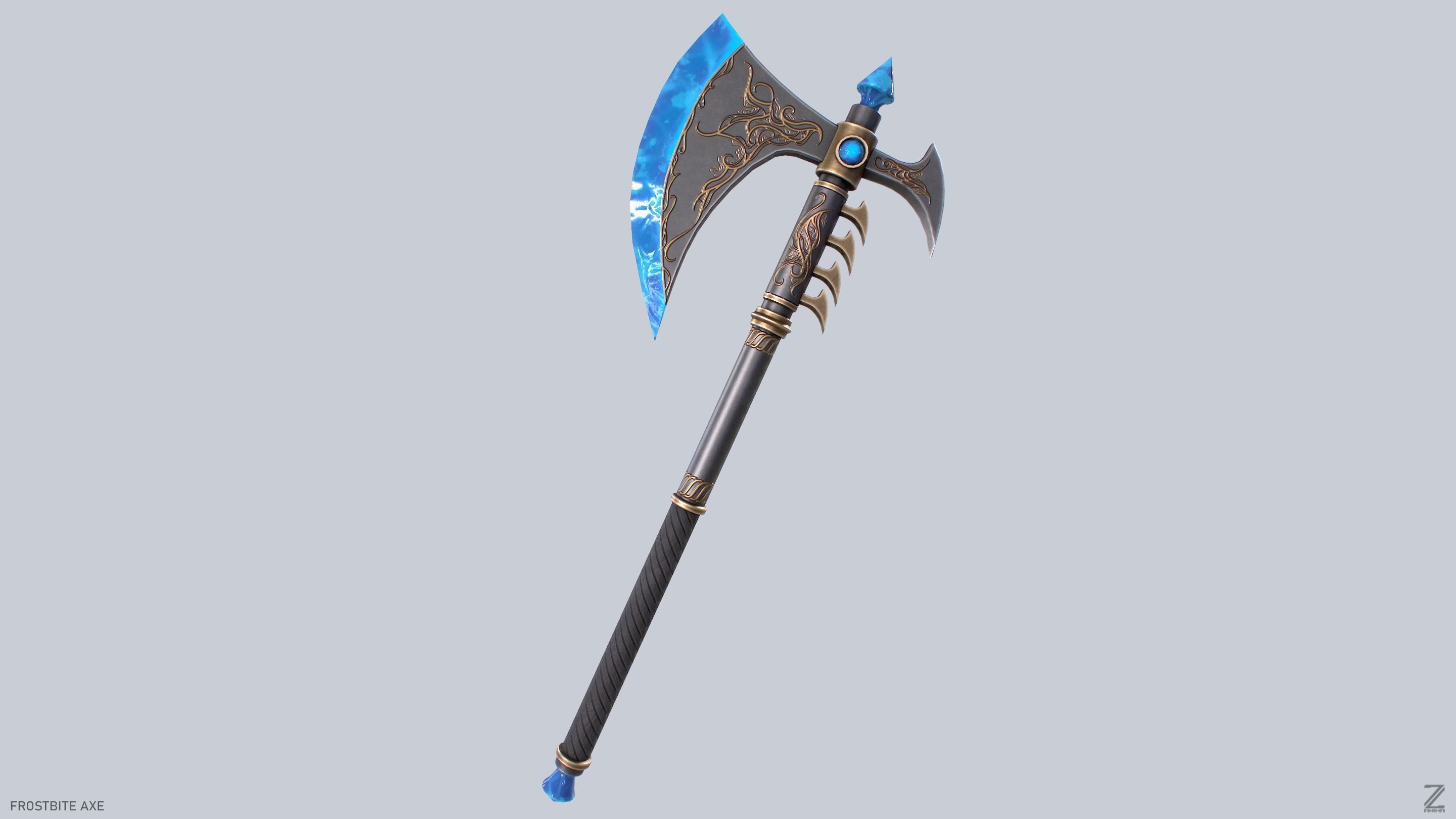 Frostbite axe Low-poly 3D model_6