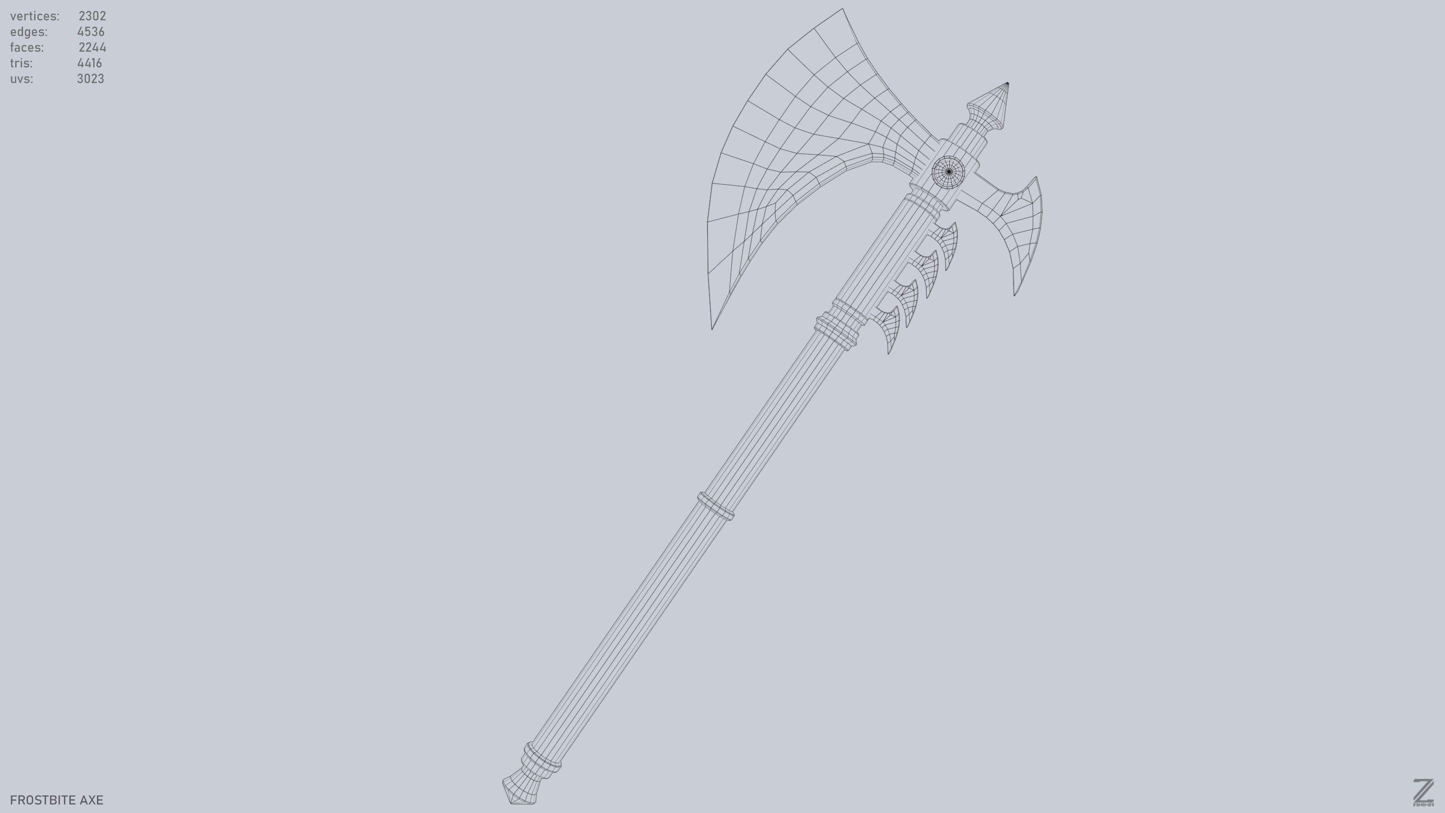 Frostbite axe Low-poly 3D model_11