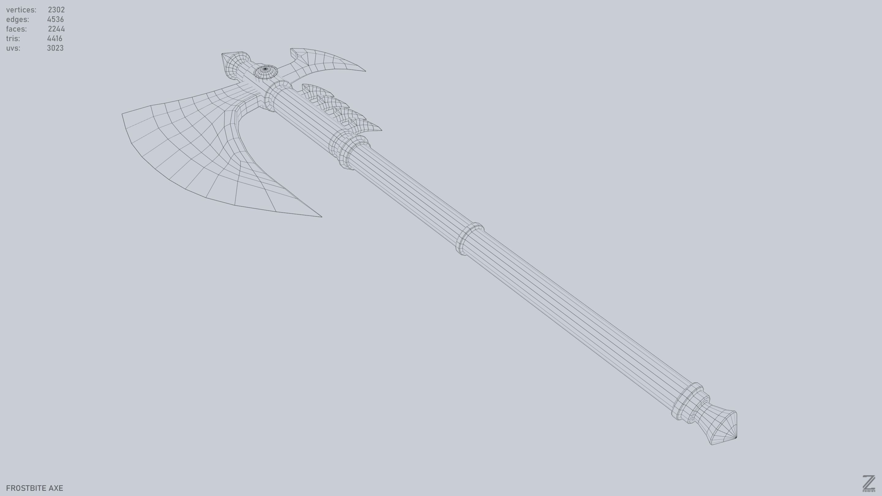 Frostbite axe Low-poly 3D model_14