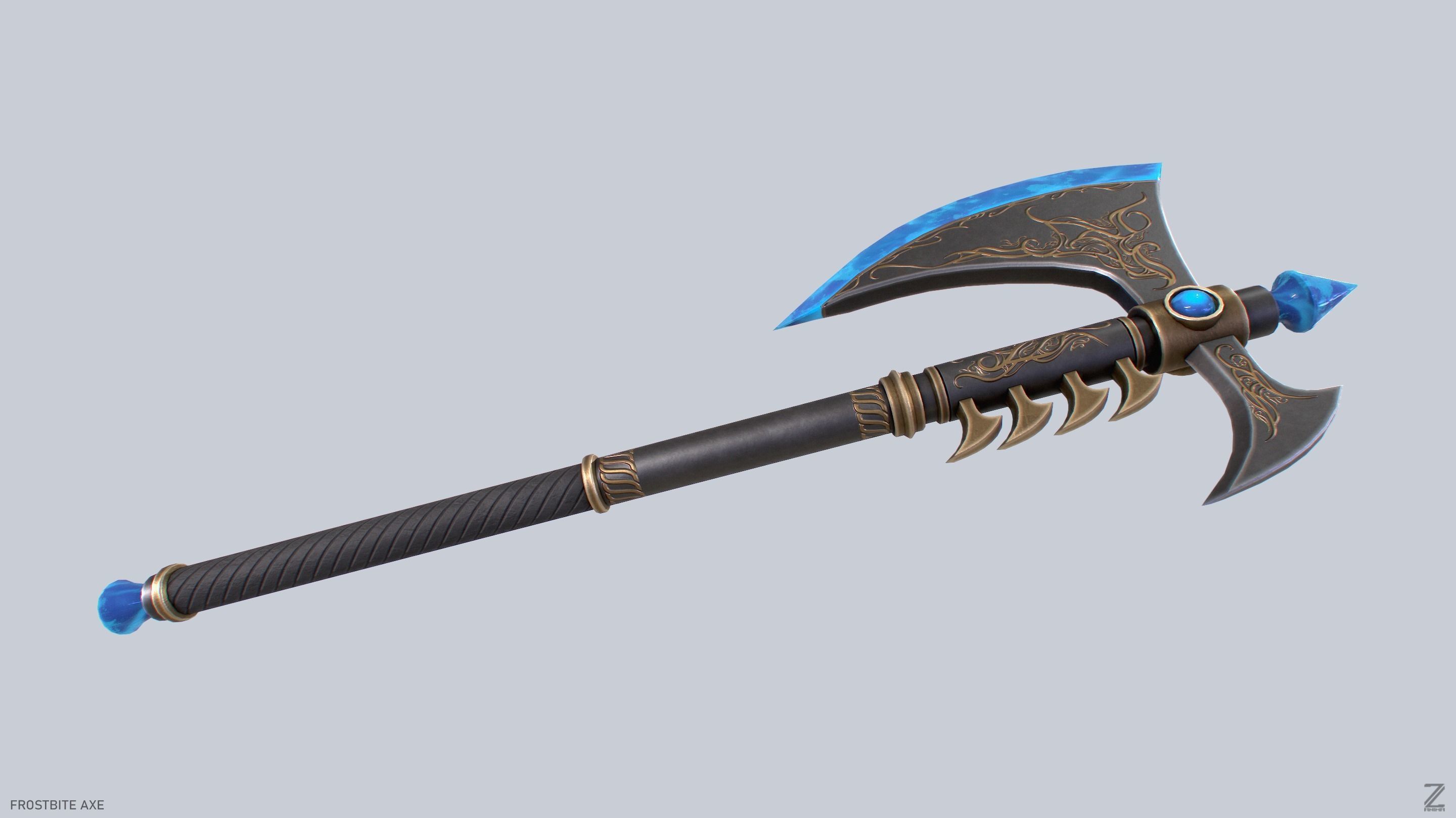 Frostbite axe Low-poly 3D model_9