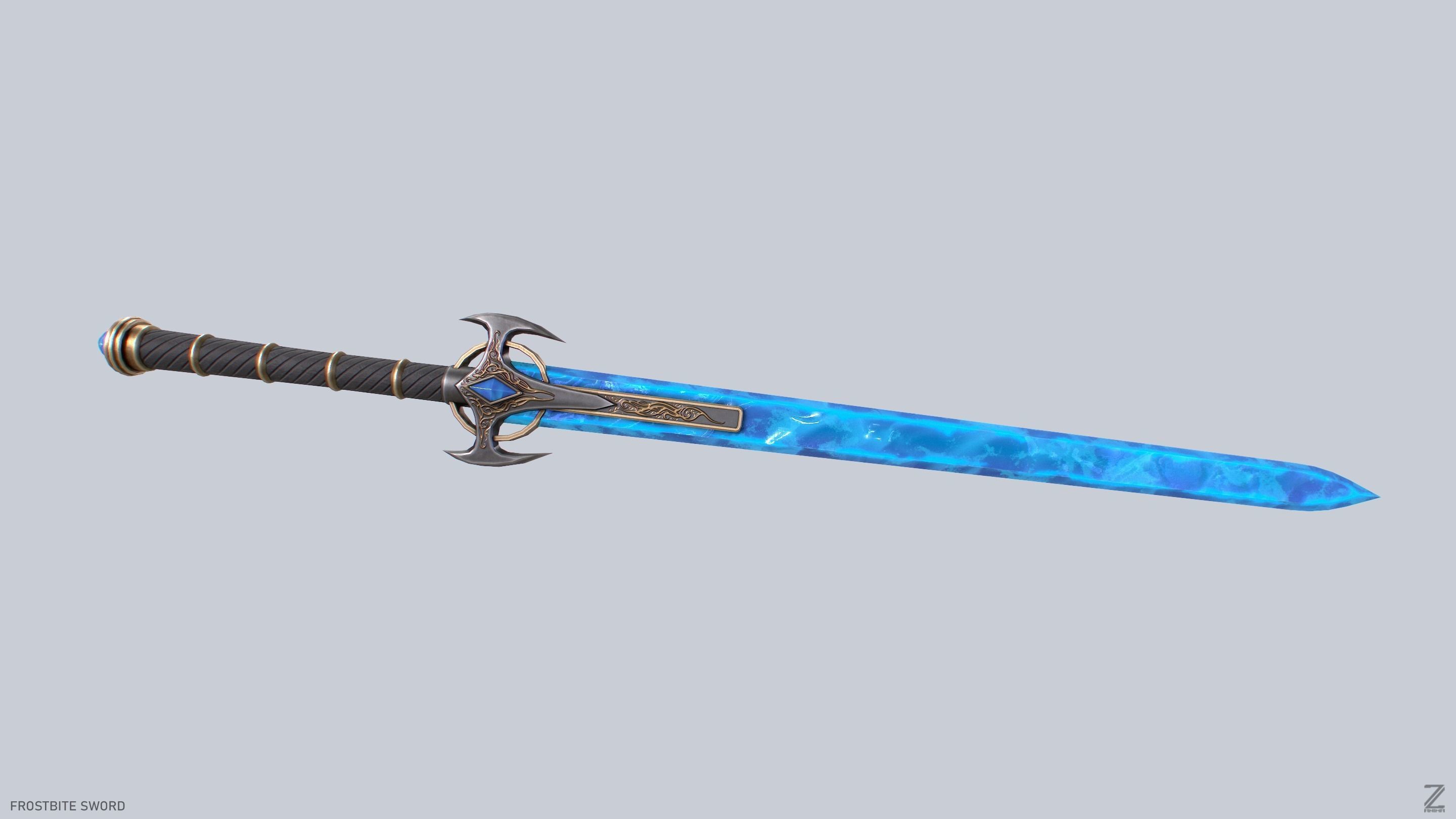 Frostbite sword Low-poly 3D model_5