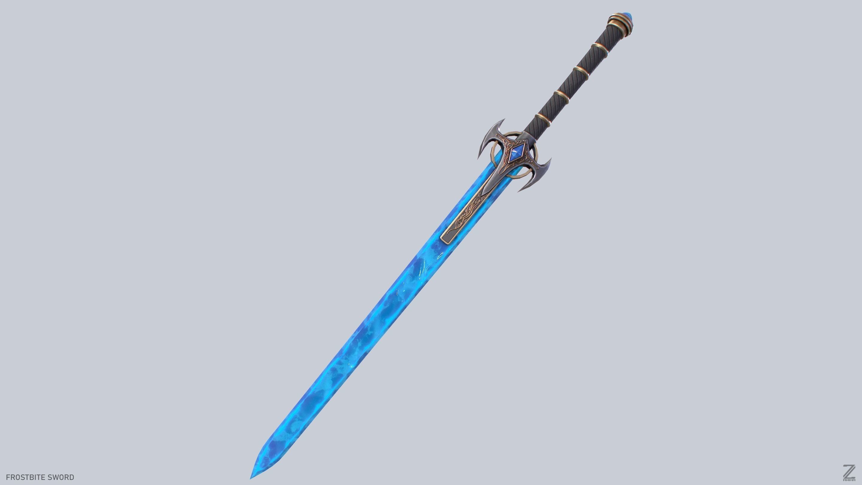 Frostbite sword Low-poly 3D model_7