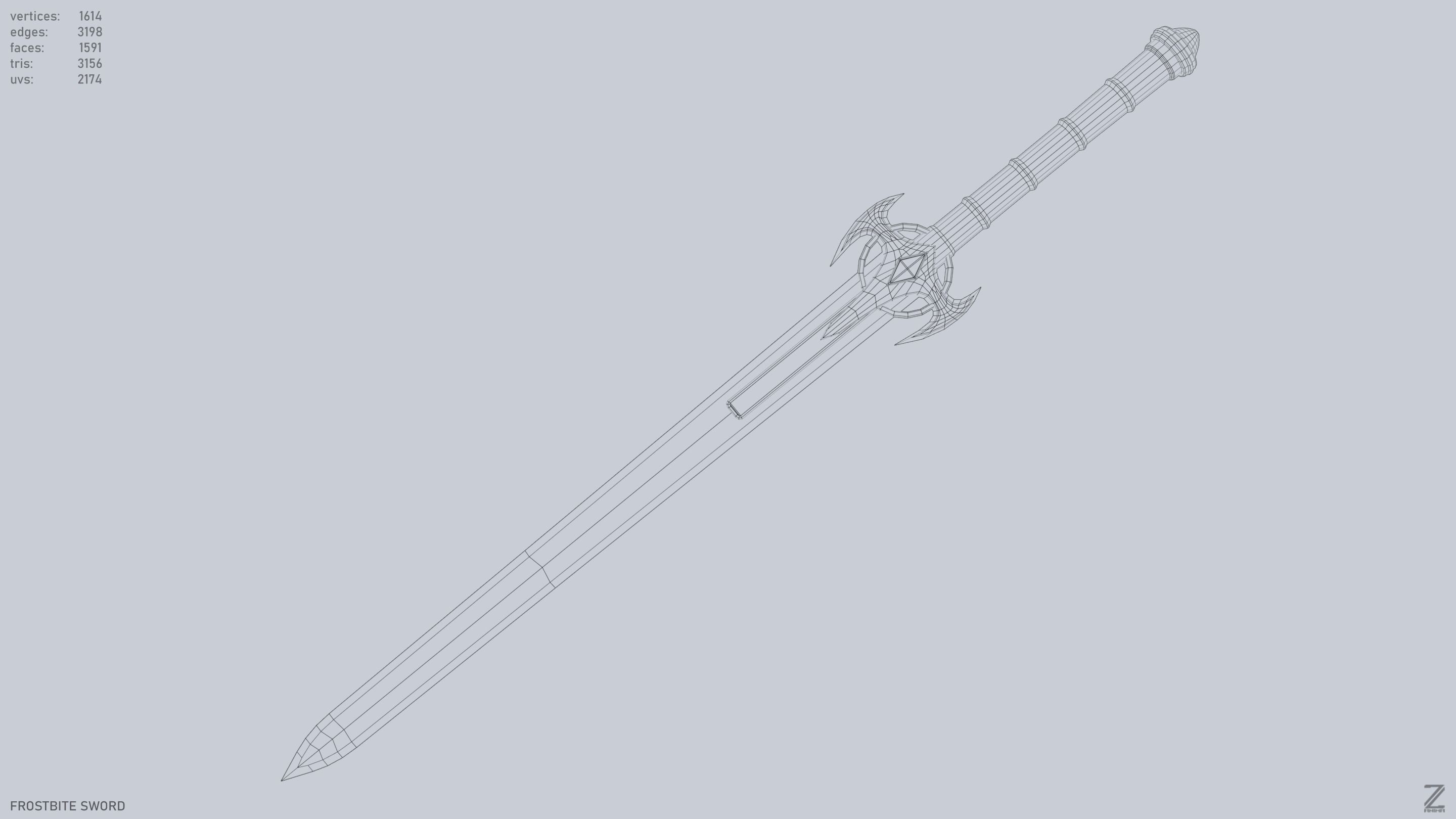 Frostbite sword Low-poly 3D model_13