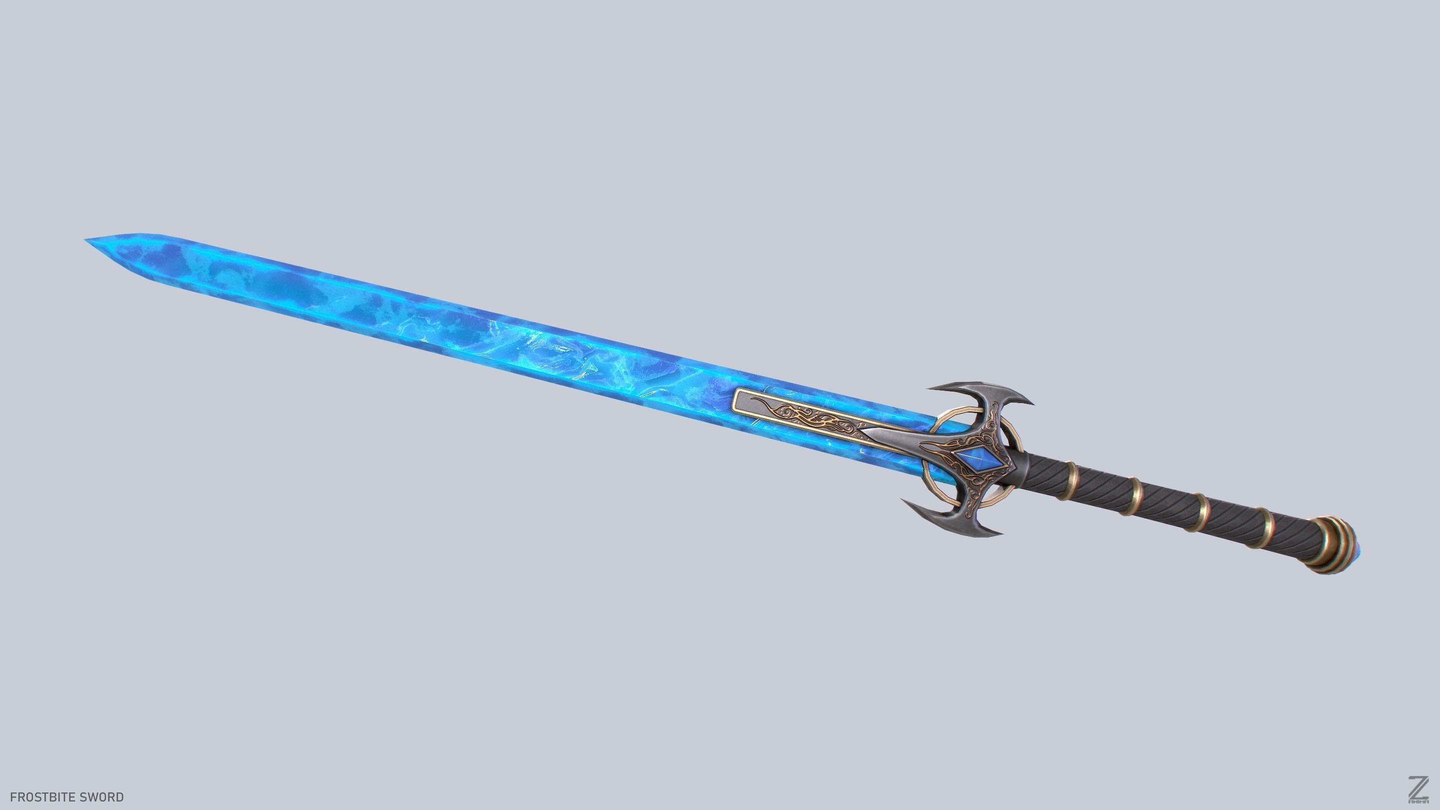 Frostbite sword Low-poly 3D model_8