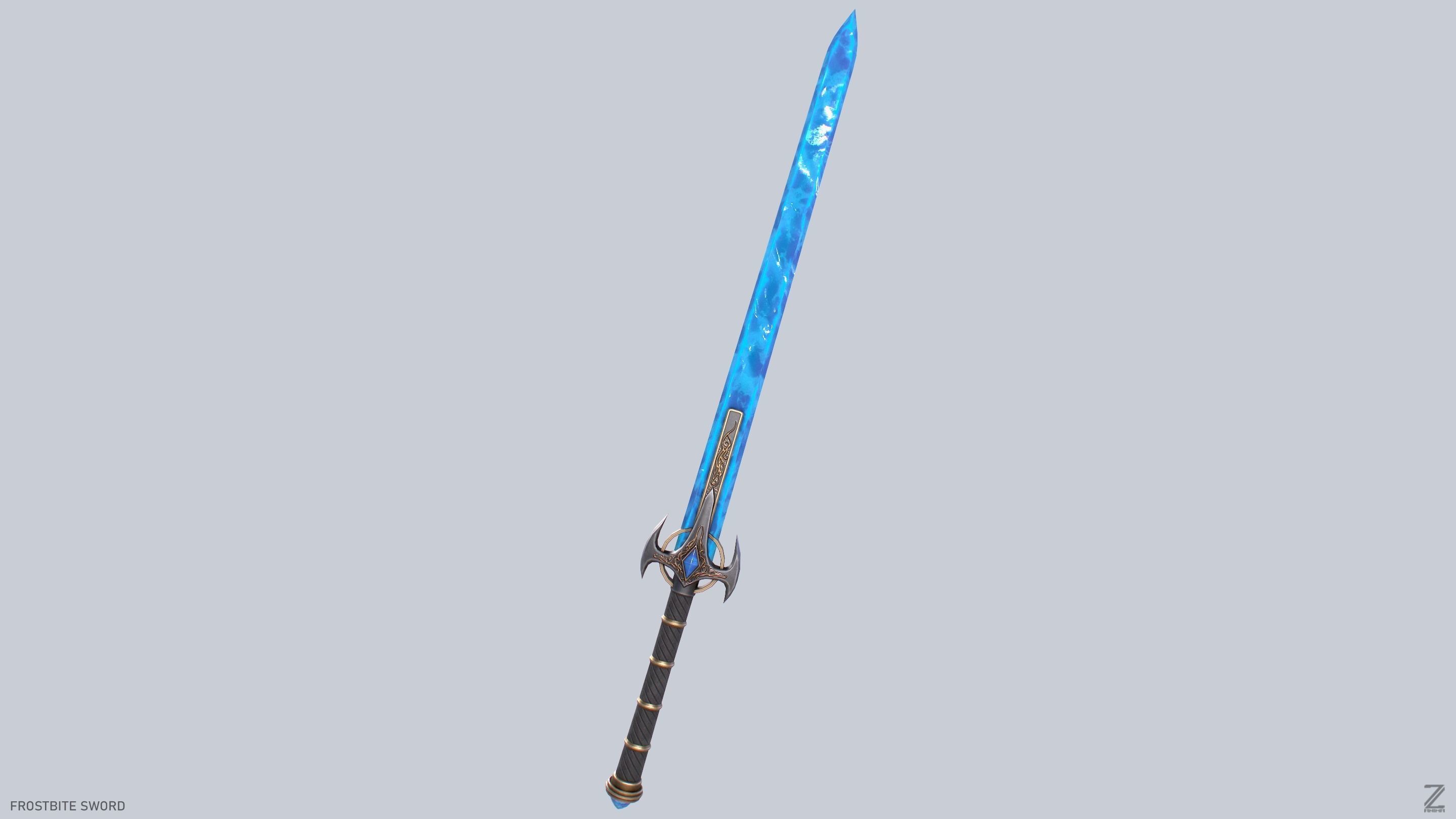 Frostbite sword Low-poly 3D model_6